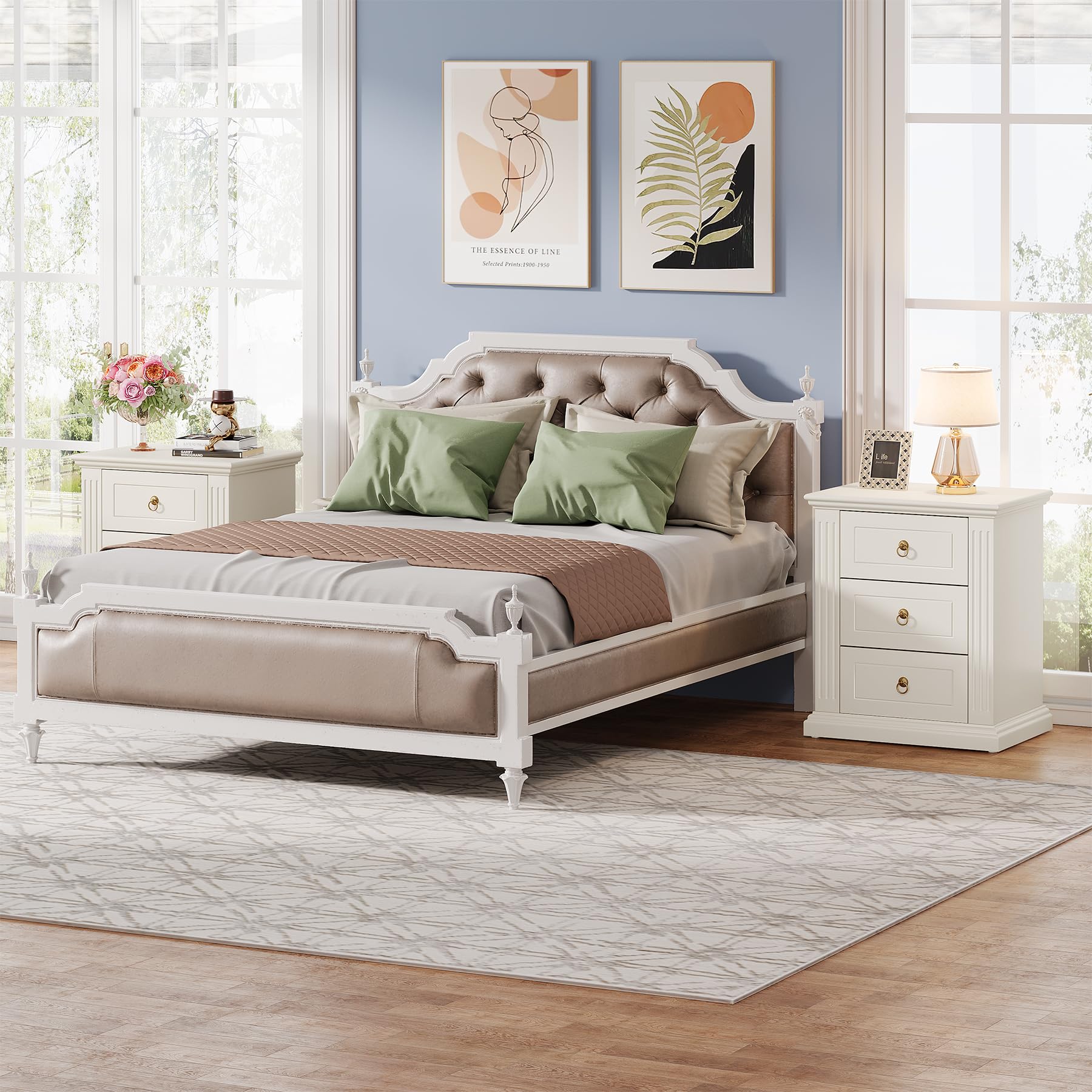 Tribesigns 3-Drawer Nightstand, Modern Bedside Table with Storage Drawers, Wood Night Stand Side End Table for Bedroom, Beige - Image 7