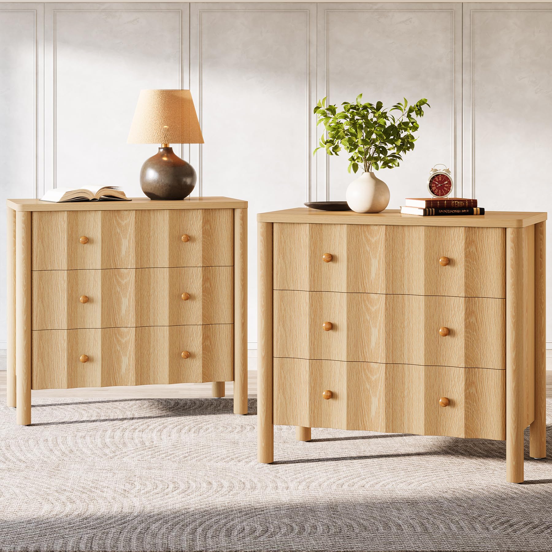 Tribesigns 31.5" Large Nightstand, Oversized Night Stand with 3 Drawers, Modern Bedside Table for Bedroom, Living Room, Natural Oak (1, Natural Oak) - Image 4