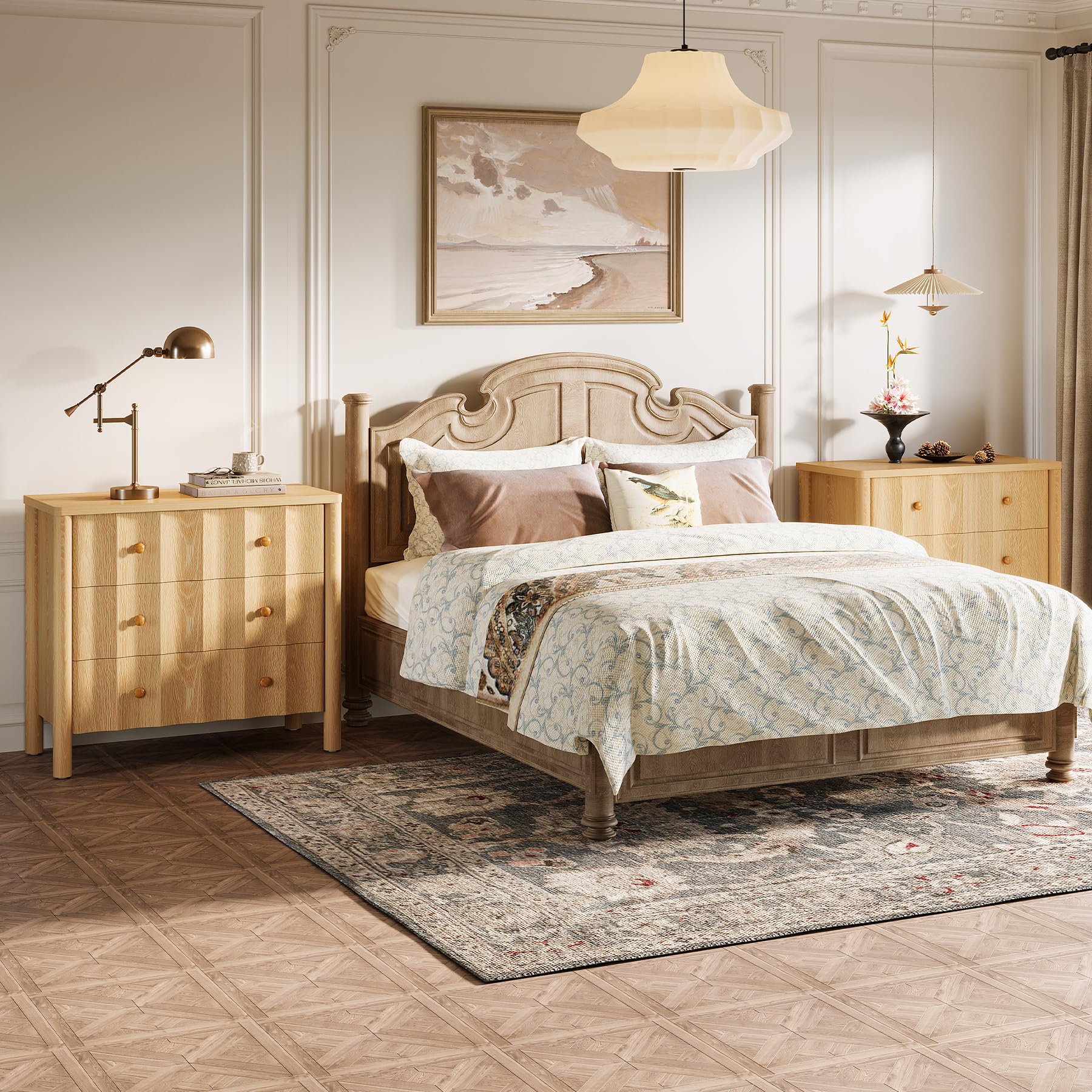 Tribesigns 31.5" Large Nightstand, Oversized Night Stand with 3 Drawers, Modern Bedside Table for Bedroom, Living Room, Natural Oak (1, Natural Oak) - Image 5