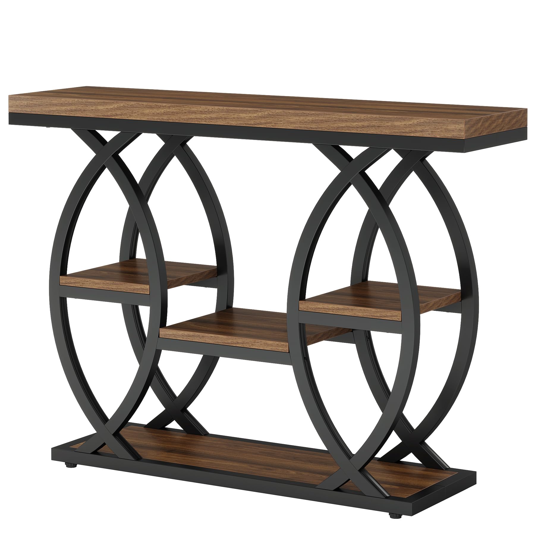 Tribesigns 39.4" Console Table, Industrial 4-Tier Sofa Table Entryway Table with Storage Shelves, Narrow Wood Accent Tables with Metal Frame for Small Spaces, Hallway, Foyer, Rustic Brown - Image 8