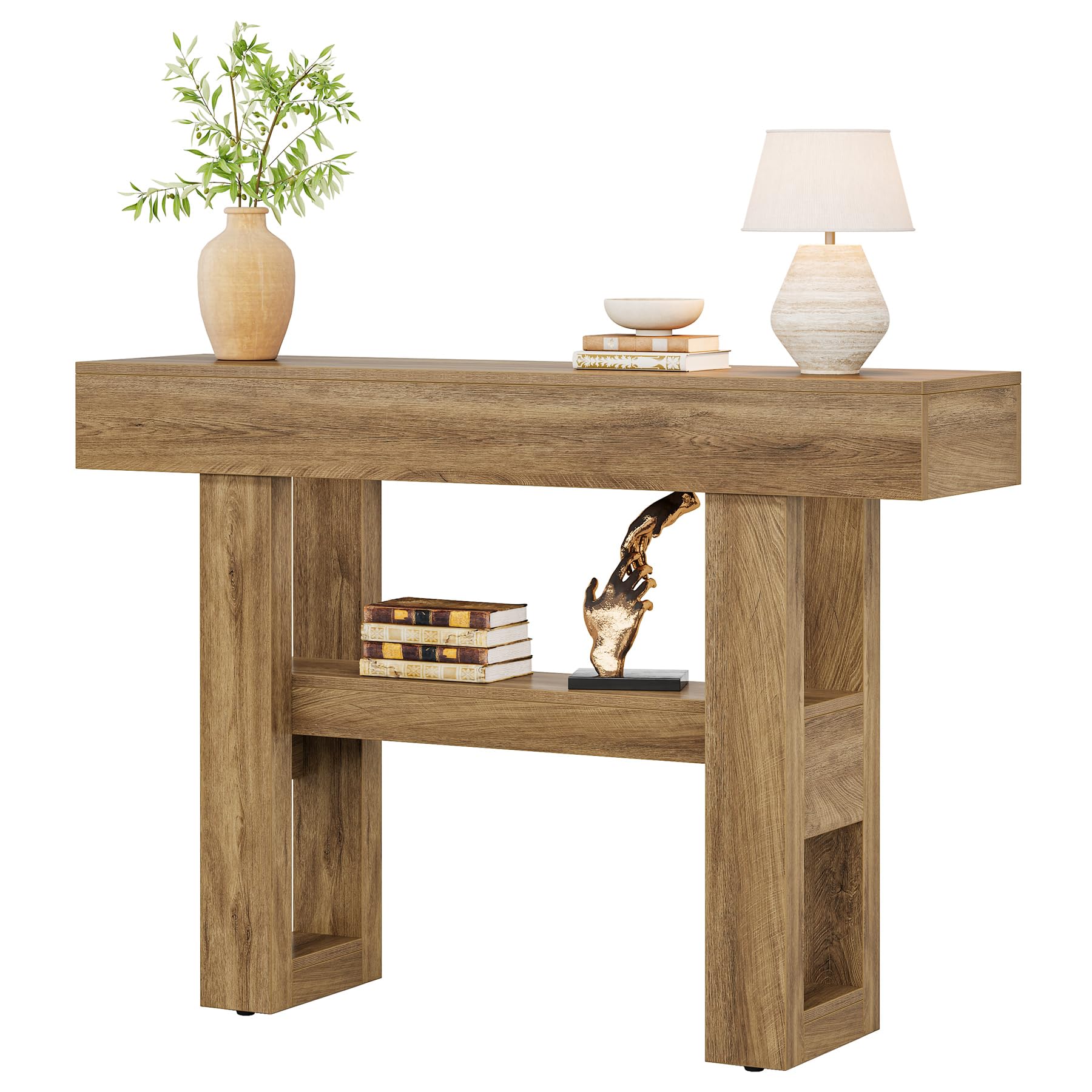 Tribesigns 41.34" Console Table, Rustic Entryway Table with 2-Tier Storage, Narrow Sofa Furniture for Foyer, Living Room, Entrance, Hallway, Light Brown - Image 9