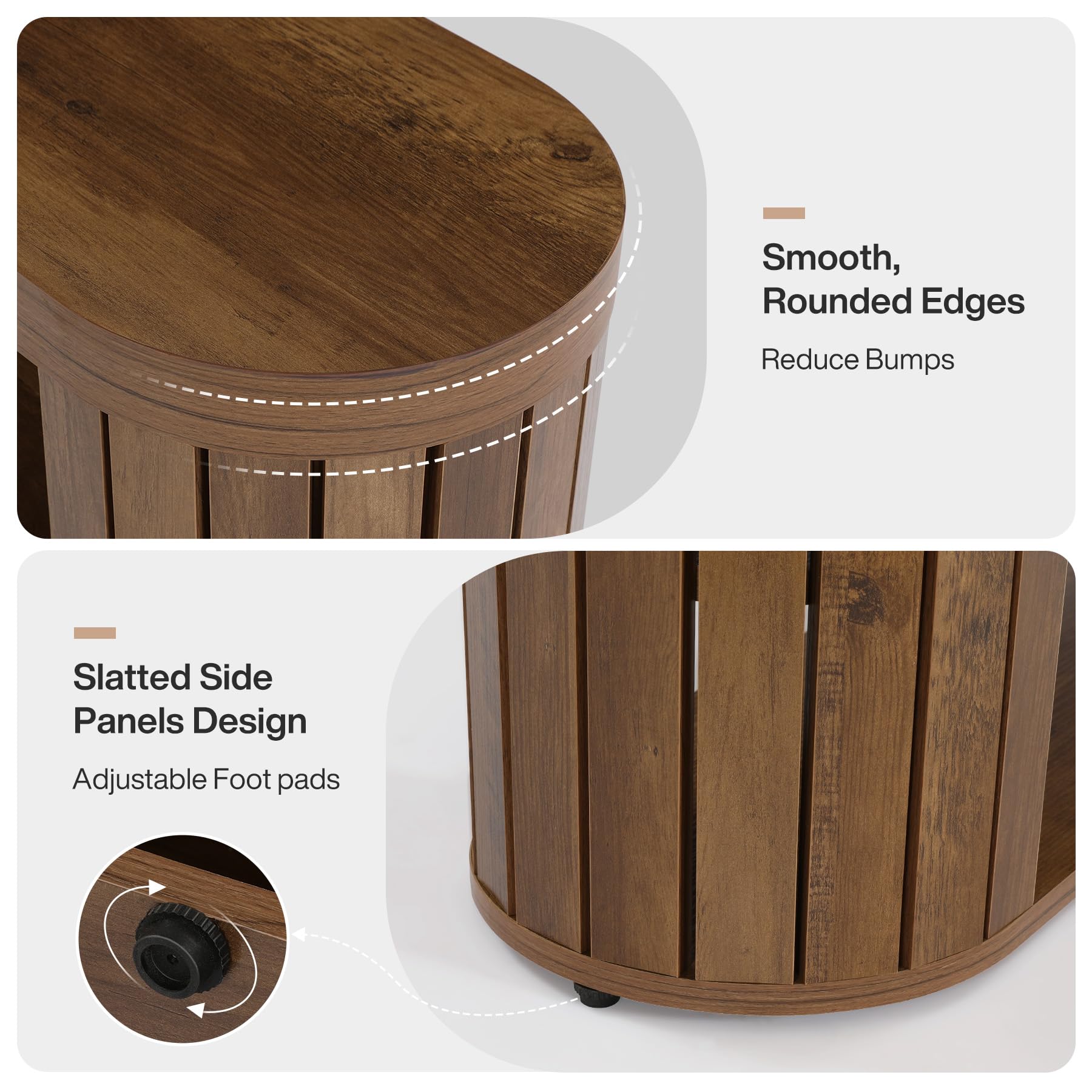 Tribesigns 47.2" Wooden Dining Bench, Farmhouse Entryway Bench with Adjustable Foot Pads & 2-Tier Shoe Storage, End of Bed Stool for Bedroom, Hallway, Living Room, Dining Room, Rustic Brown - Image 4