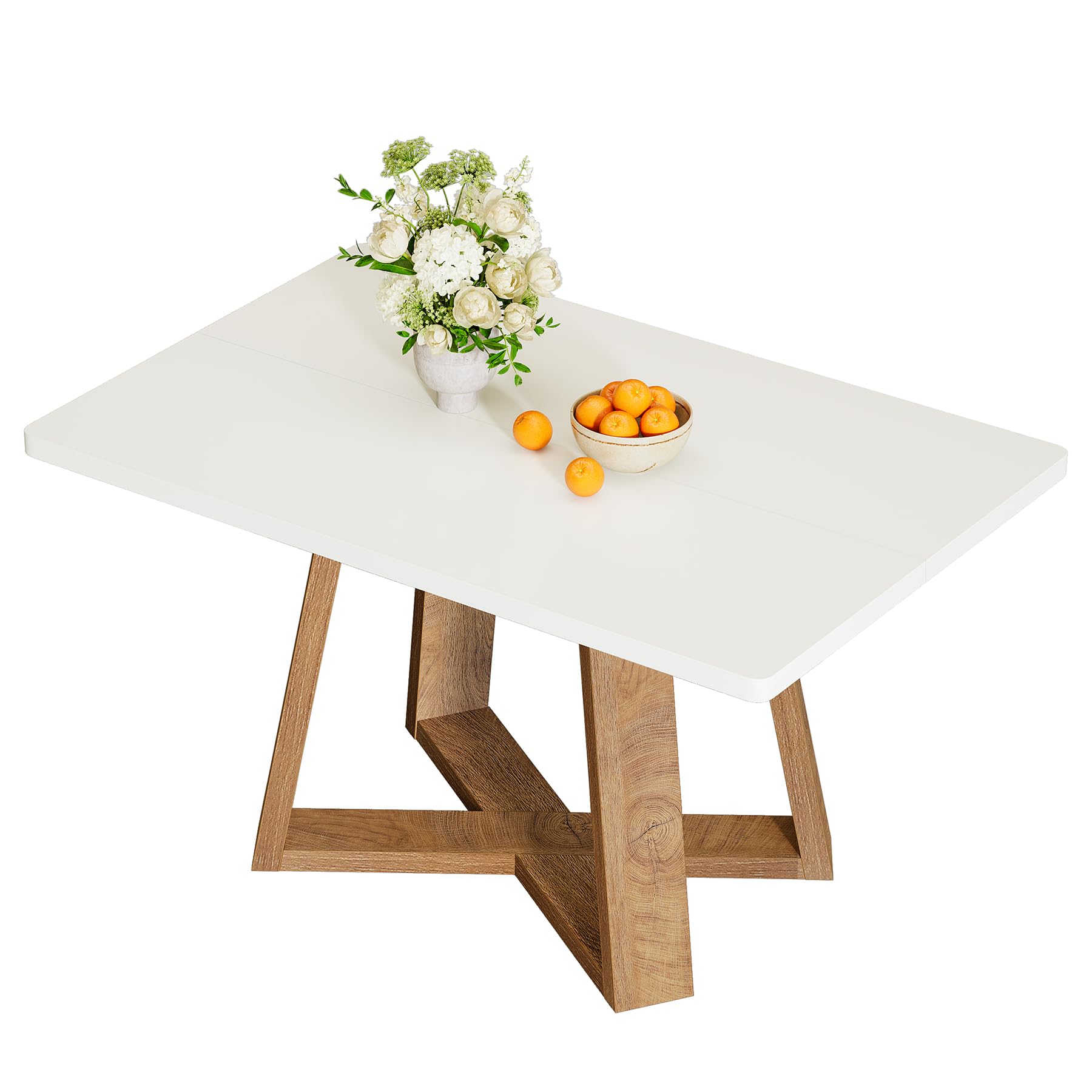 Tribesigns 47-Inch Dining Table for 4 People, Modern Kitchen Table with Wooden Legs, Dinner Table for Kitchen, Dining Room, Small Space, White and Brown - Image 9