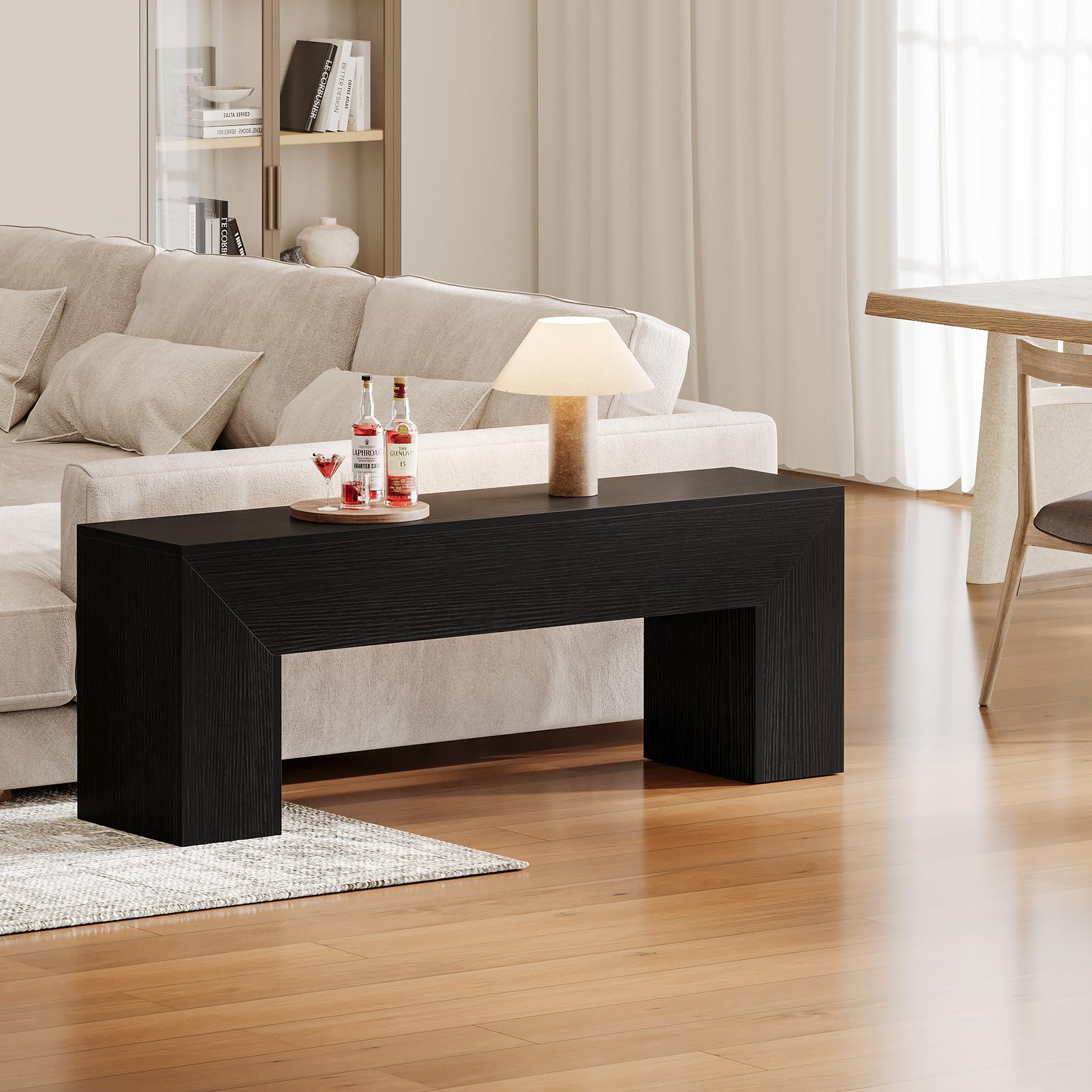 Tribesigns 47'' Wooden Entryway Bench, Farmhouse Entry Bench Seat, Indoor End of Bed Bench with Storage Capability for Living Room, Bedroom, Hallway, Easy Assembly, Black - Image 5