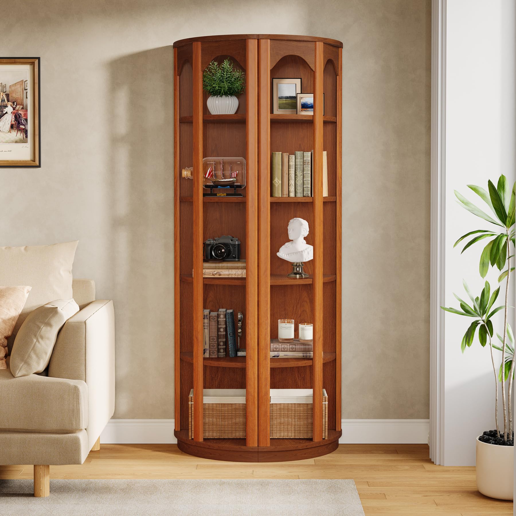 Tribesigns 5-Tier Corner Shelf, 67-Inch Tall Corner Bookshelf Bookcase with Unique Shape, Narrow Shelving Unit Storage Rack for Living Room, Home Office, Kitchen, Small Space - Image 5