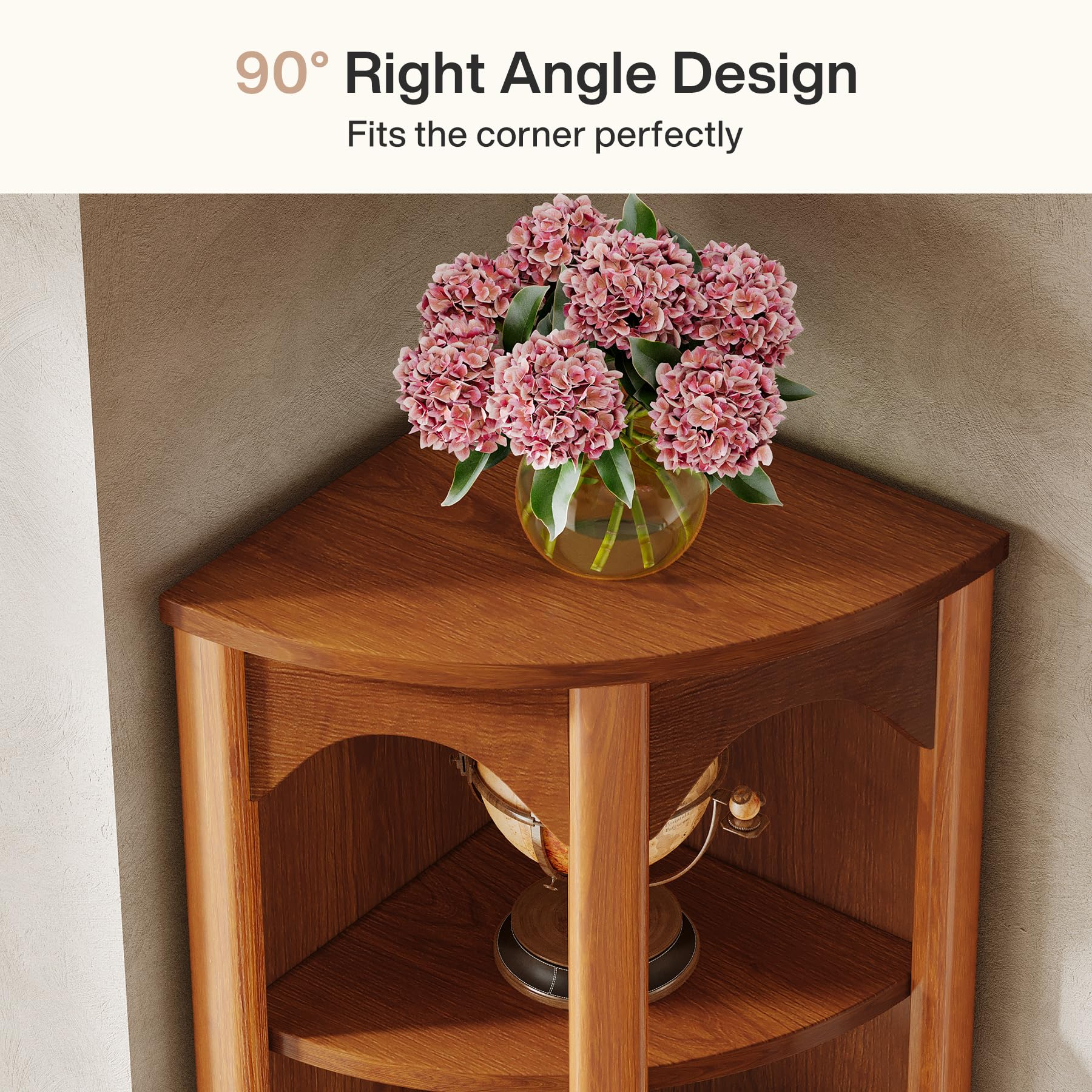 Tribesigns 5-Tier Corner Shelf, 67-Inch Tall Corner Bookshelf Bookcase with Unique Shape, Narrow Shelving Unit Storage Rack for Living Room, Home Office, Kitchen, Small Space - Image 7