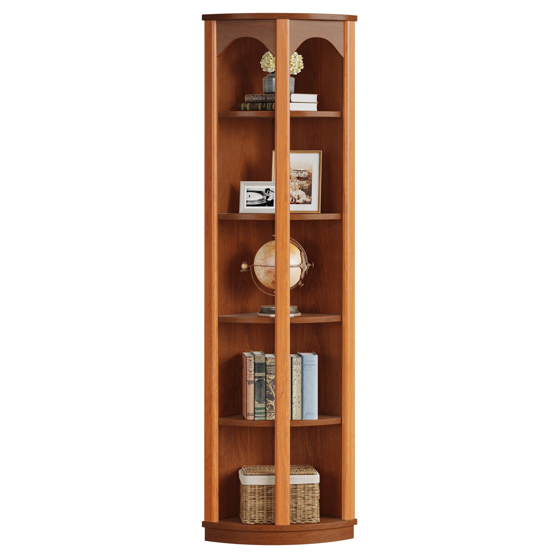 Tribesigns 5-Tier Corner Shelf, 67-Inch Tall Corner Bookshelf Bookcase with Unique Shape, Narrow Shelving Unit Storage Rack for Living Room, Home Office, Kitchen, Small Space - Image 9