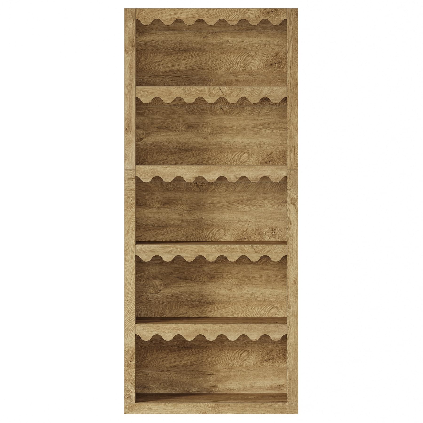 Tribesigns 5-Tier Open Bookcase, 70-Inch Tall White Bookshelf with Scalloped Edges, Modern Display Shelves Storage Organizer for Living Room, Home Office, Bedroom (1, Brown) - Image 9