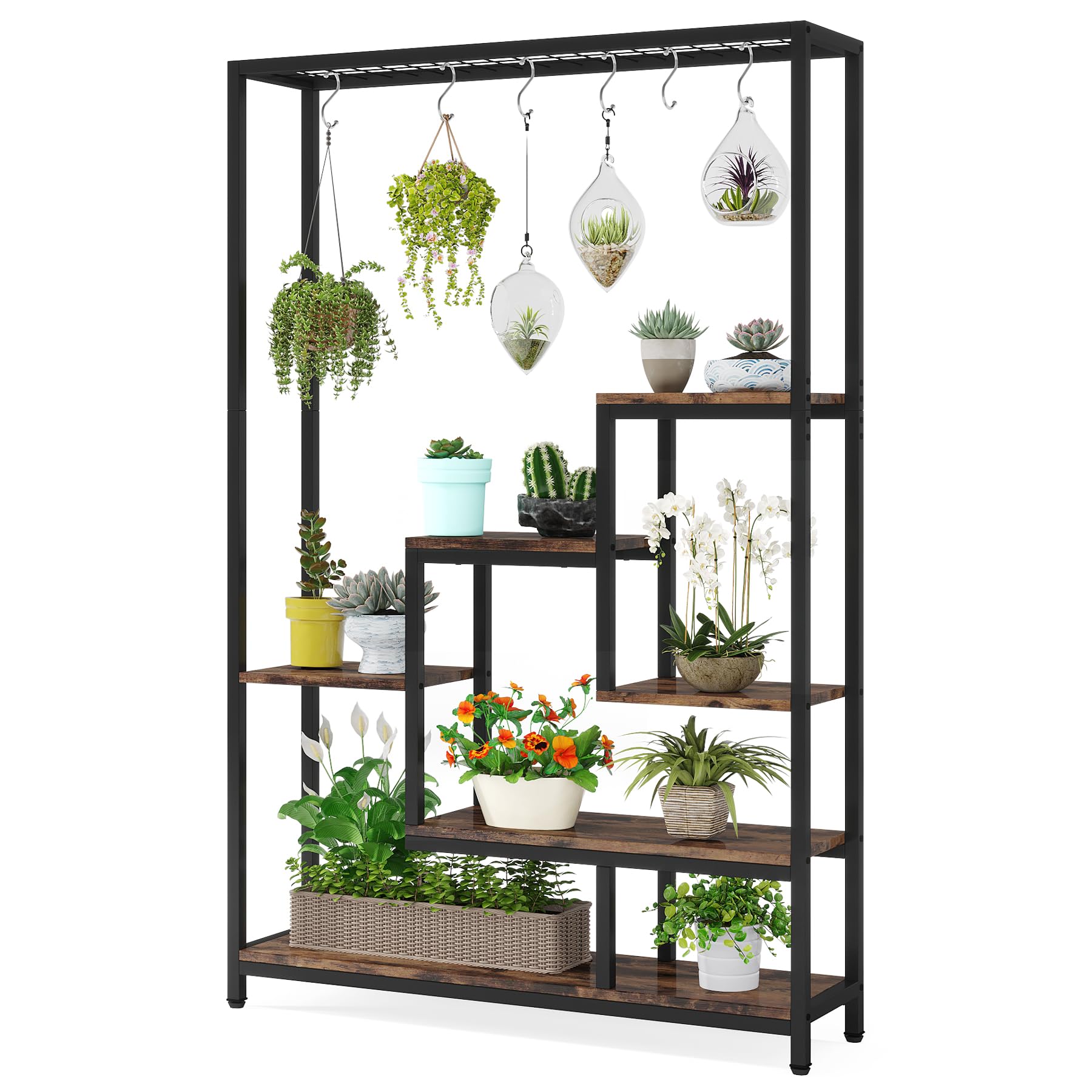 Tribesigns 5-Tier Tall Indoor Plant Stand, 70.9 inches Large Metal Plant Shelf with 6PC S Hanging Hooks, Multi-Purpose Flower Bonsai Pots Display Rack for Indoor, Garden, Balcony, Living Room - Image 9