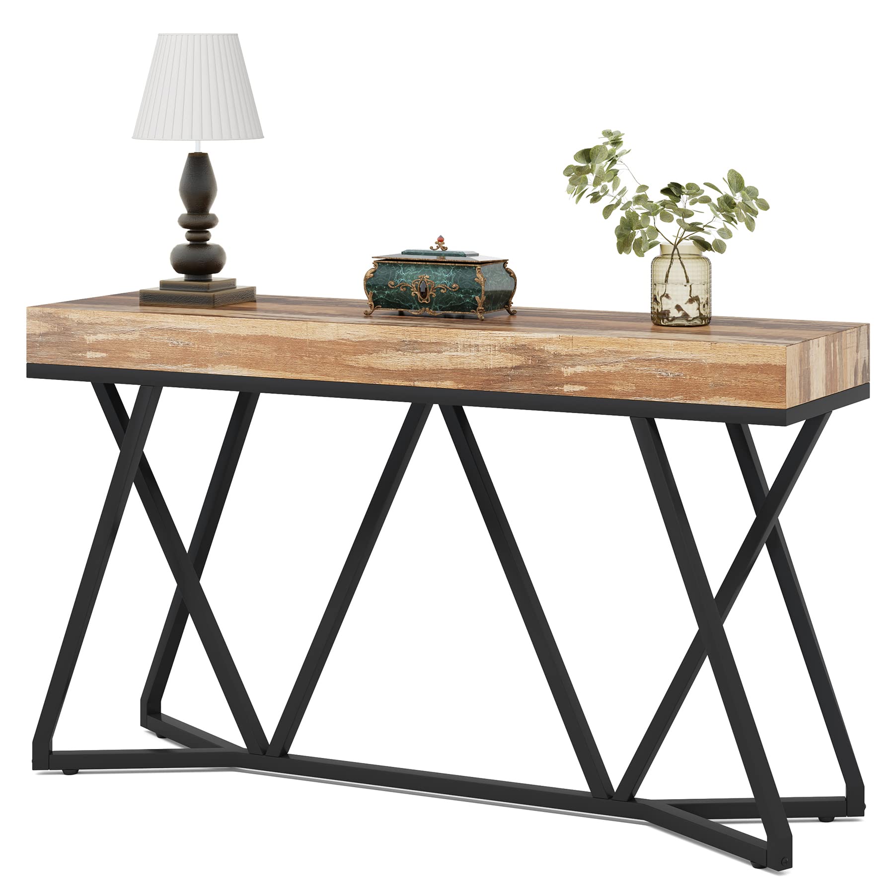 Tribesigns 55 Inches Console Table, Farmhouse Sofa Table Wood Entryway Table with Unique Metal Base, Behind The Couch Table Foyer Table, Industrial Accent Table for Hallway, Living Room, Entrance - Image 9