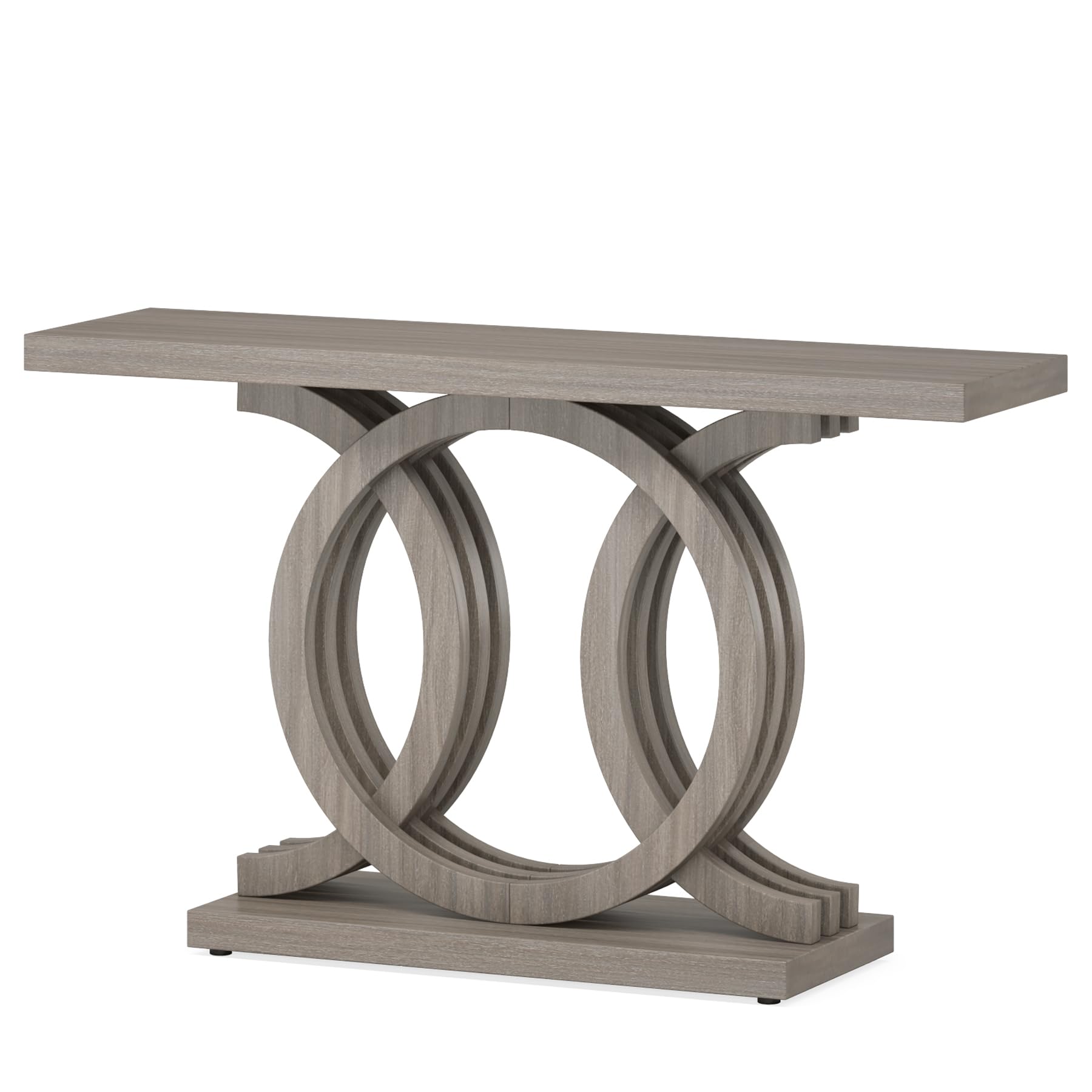 Tribesigns 55 inches Console Table with Geometric Base, Farmhouse Hallway Table, Wooden Entryway Sofa Table, Unique Long Accent Table for Decoration and Organization (Grey) - Image 8