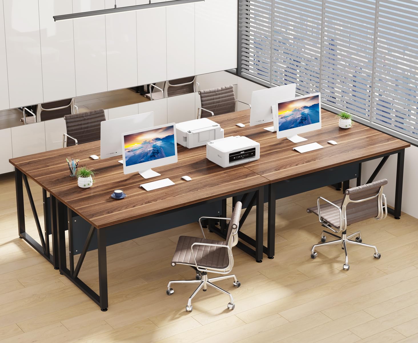 Tribesigns 55 inches Simple Computer Desk,Home Office Desk Writing Table for Workstation,Dark Walnut + Steel Leg， Cabinet not Included (Walnut, 55-inch) - Image 9