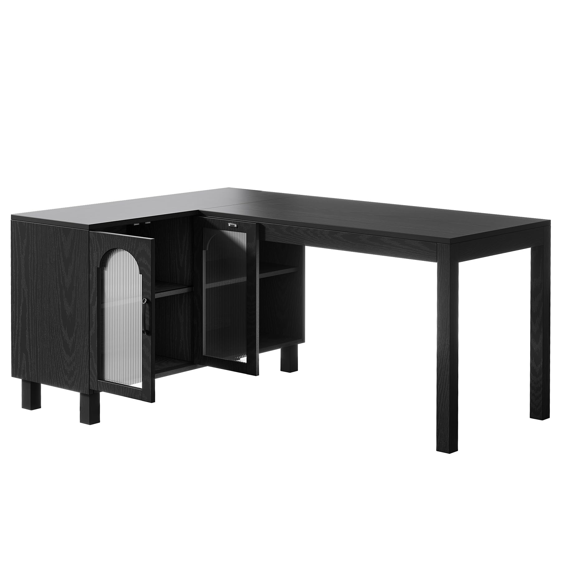 Tribesigns 59" L Shaped Desk with File Cabinet, Executive Office Desk with Storage Shelves, Modern Wood Computer Desk, Coner Writting Desk for Home Office, Work, Study (Black) - Image 9