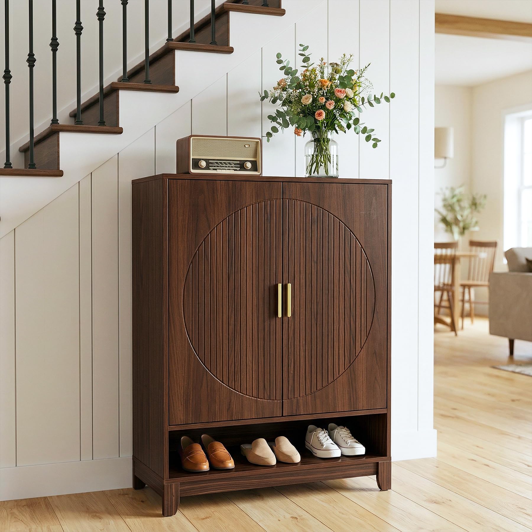 Tribesigns 6-Tier Wooden Shoe Cabinet with Doors, Freestanding Shoe Storage Organizer with Adjustable Shelves, Mid-Century Modern Entryway Shoe Rack for Hallway/Living Room, Holds Up to 24 Pairs - Image 3