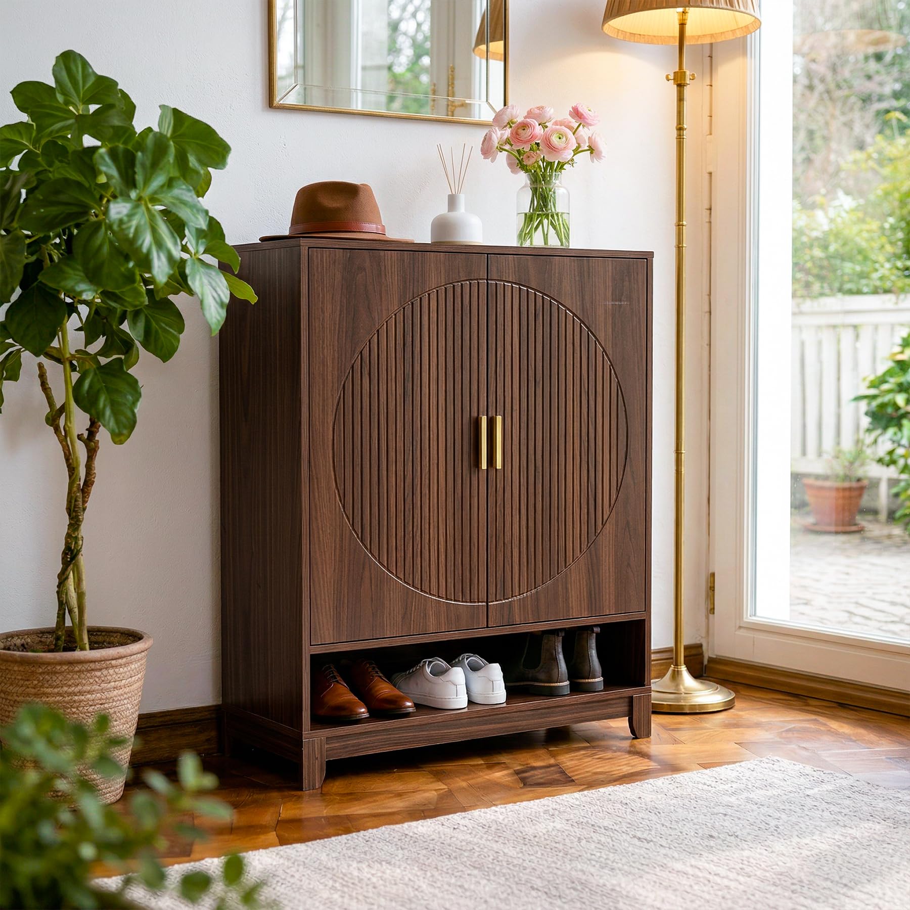 Tribesigns 6-Tier Wooden Shoe Cabinet with Doors, Freestanding Shoe Storage Organizer with Adjustable Shelves, Mid-Century Modern Entryway Shoe Rack for Hallway/Living Room, Holds Up to 24 Pairs - Image 5