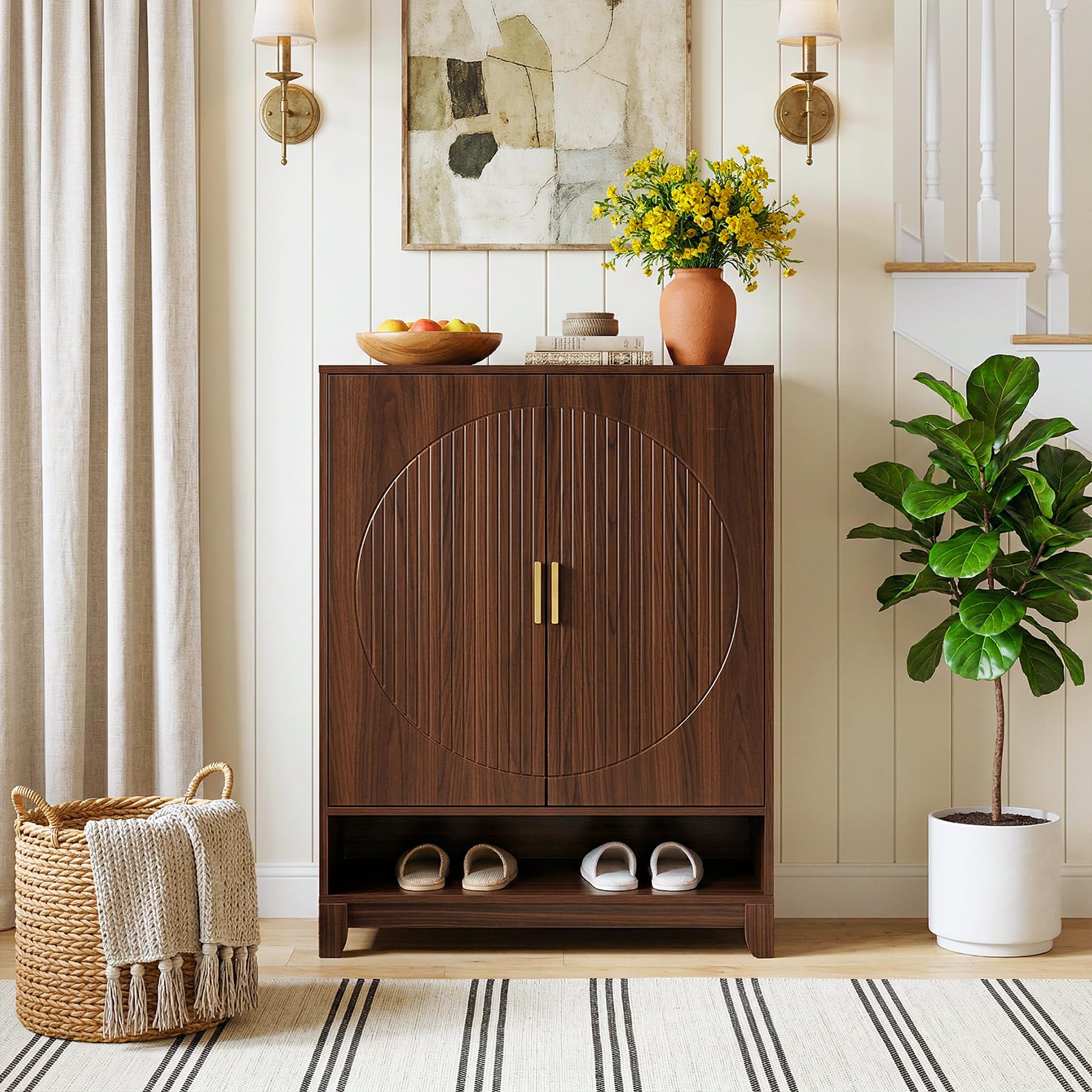 Tribesigns 6-Tier Wooden Shoe Cabinet with Doors, Freestanding Shoe Storage Organizer with Adjustable Shelves, Mid-Century Modern Entryway Shoe Rack for Hallway/Living Room, Holds Up to 24 Pairs - Image 7