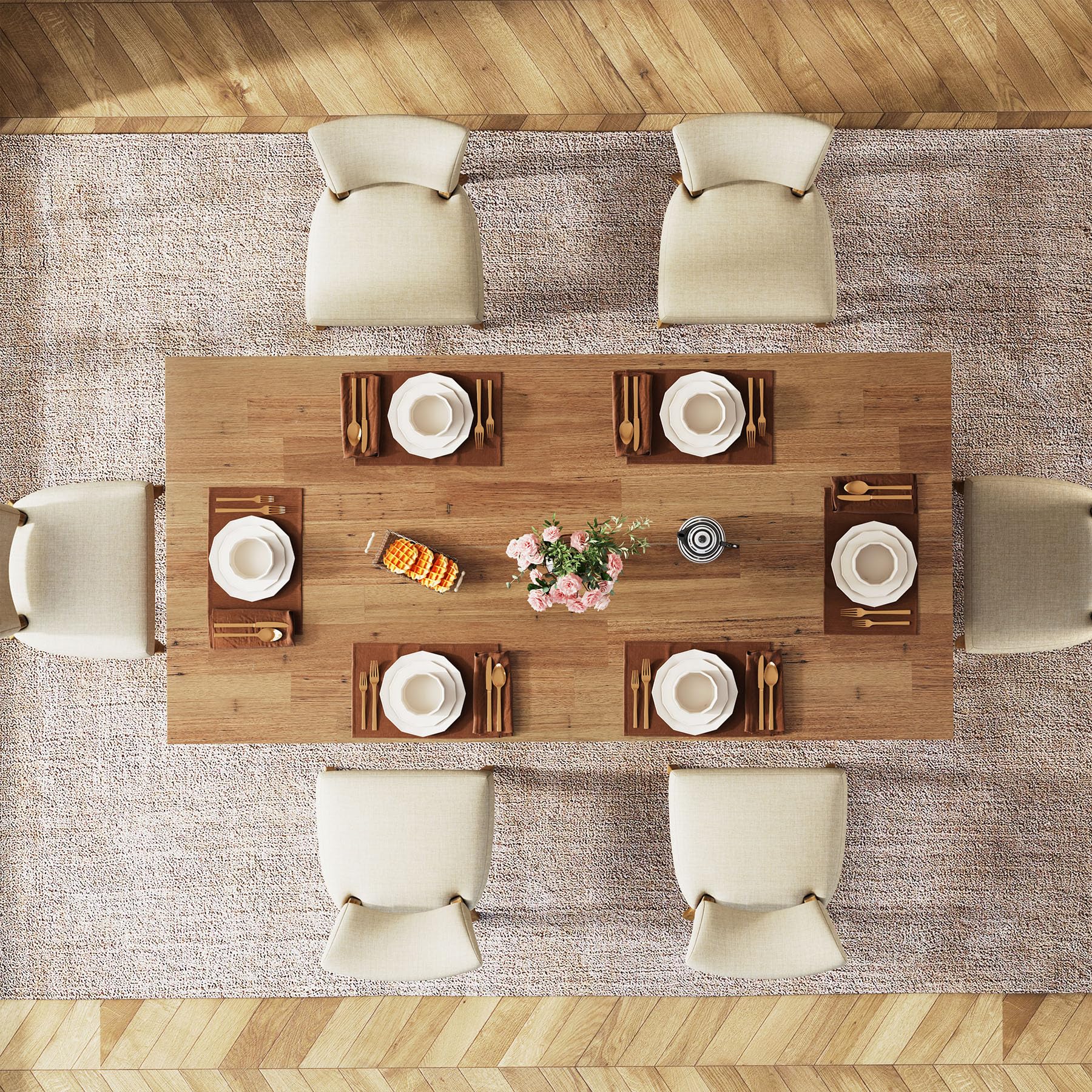 Tribesigns 63-inch Dining Table for 4-6, Farmhouse Kitchen Table with Large Tabletop, Rectangular Dinner Eating Table for Dining Room, Living Room, Kitchen - Image 6