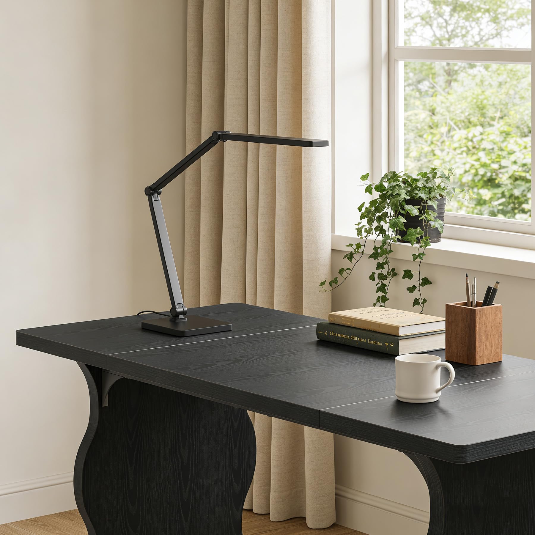 Tribesigns 63" Large Desk for Home Office, Spacious Executive Computer Desk with Ample Leg Room, Double PC Gaming Writing Table Study Desk with Sturdy Legs, Black - Image 6