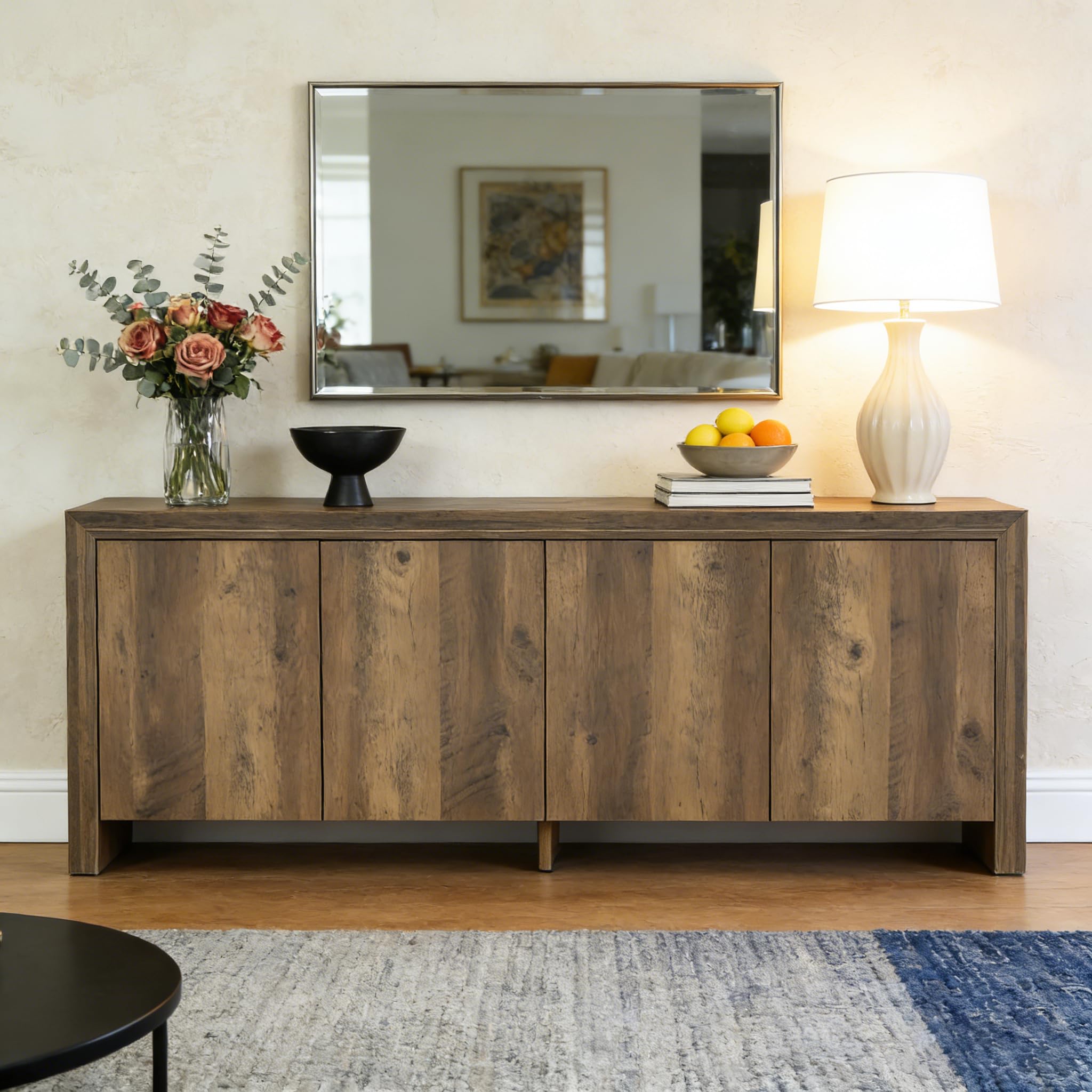 Tribesigns 63" TV Stand for TVs Up to 70", Mid-Century Entertainment Center, Modern TV Console with Storage for Living Room, Bedroom, Rustic Brown - Image 4