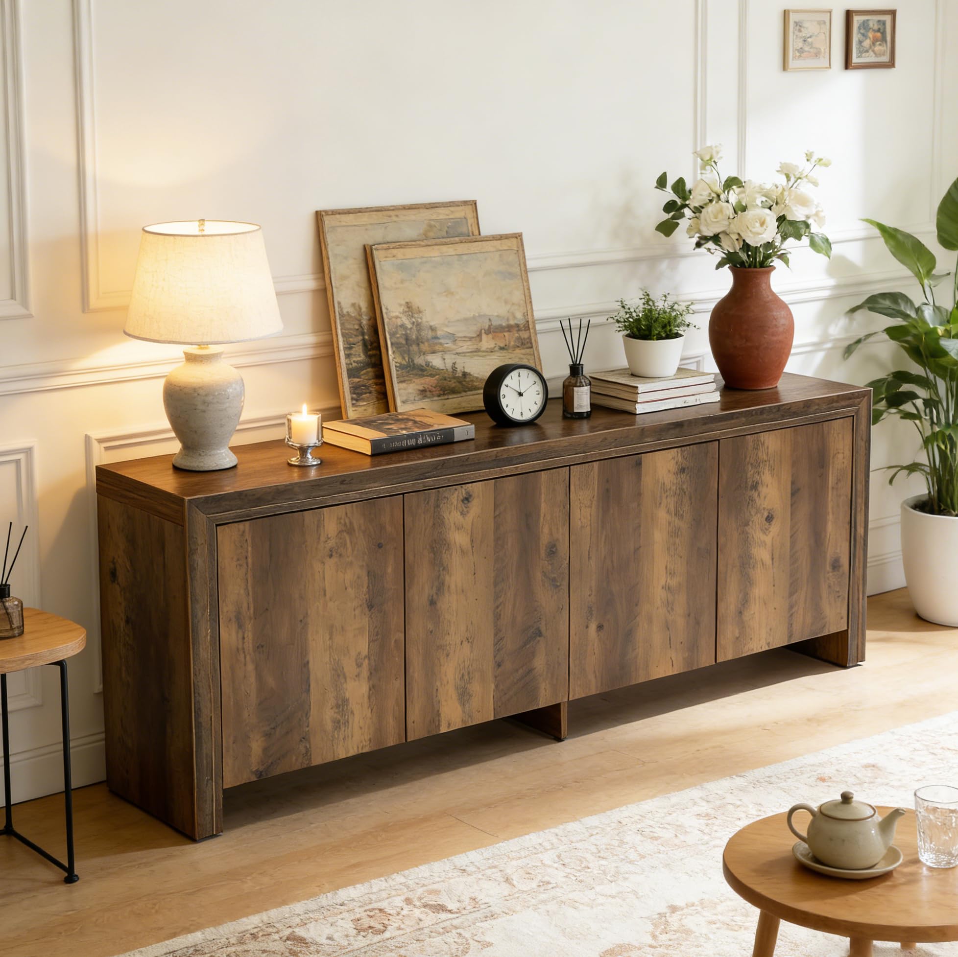 Tribesigns 63" TV Stand for TVs Up to 70", Mid-Century Entertainment Center, Modern TV Console with Storage for Living Room, Bedroom, Rustic Brown - Image 6