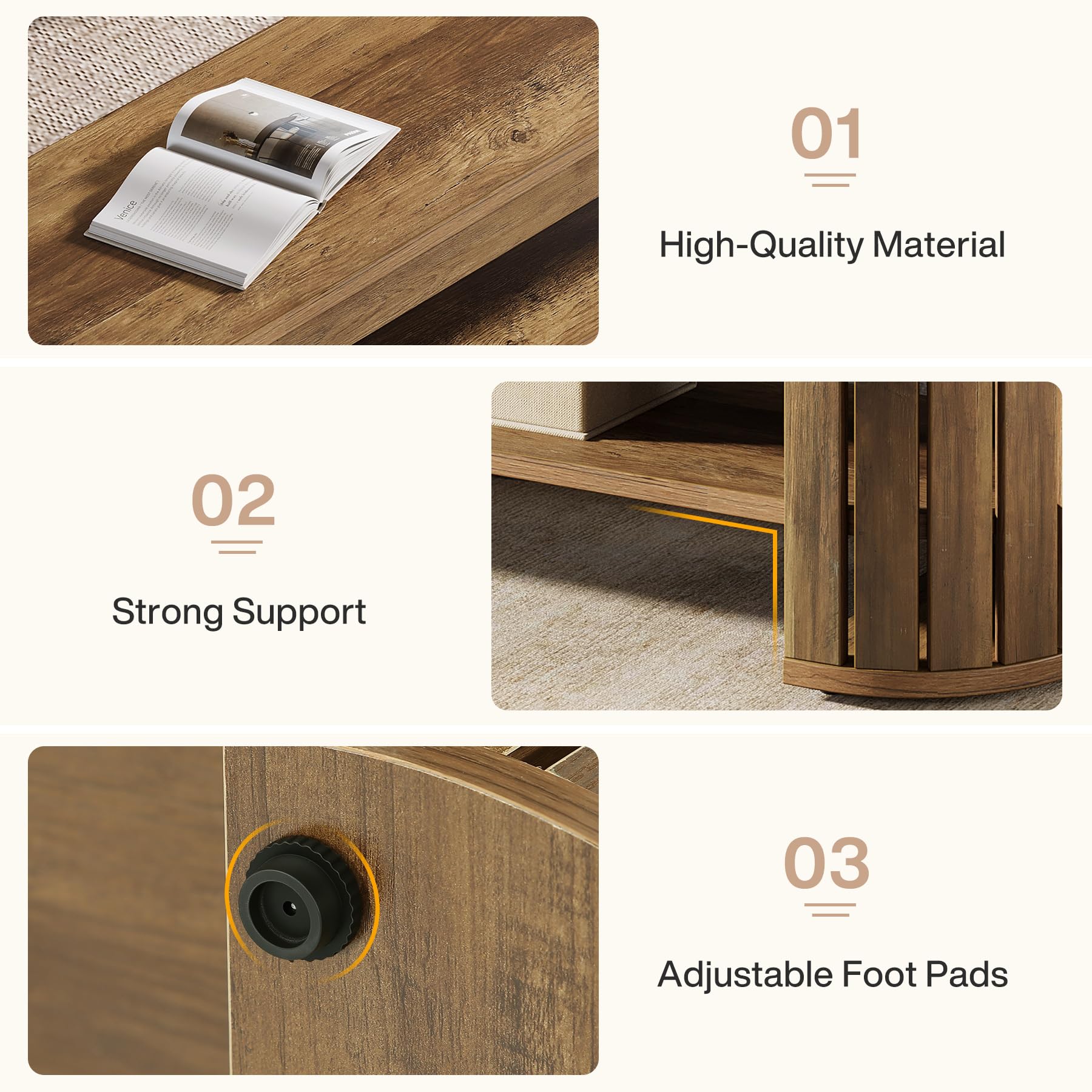 Tribesigns 63" Wooden Dining Bench, Farmhouse Entryway Bench with Arc Vertical Slat Splicing Legs, Kitchen Dining Seat for Dining Room, Living Room, Home Office, Easy Assembly (Brown) - Image 4