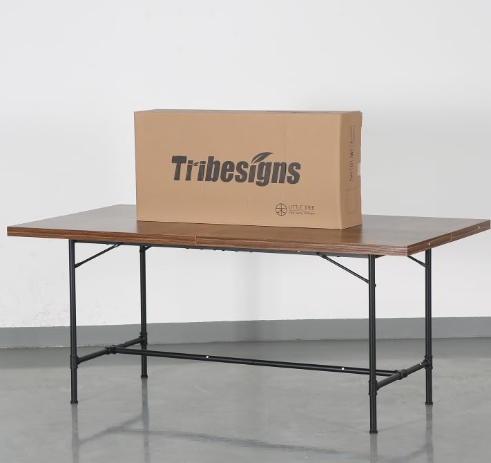 Tribesigns Dining Table for 6-8 People, 70.9-Inch Rectangle Wood Kitchen Table with Tube Metal Frame, Rustic Large Dining Room Table for Kitchen, Living Room - Image 9