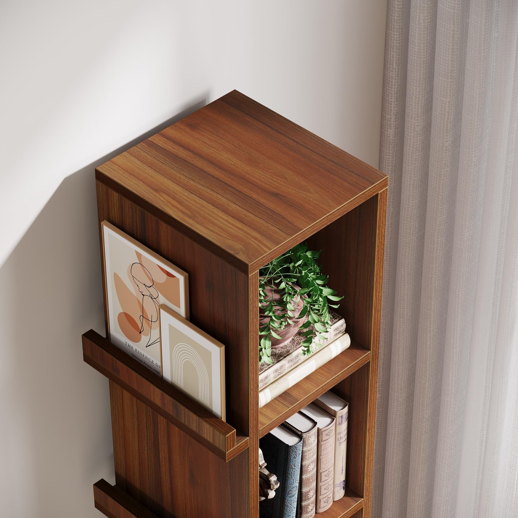 Tribesigns 70.9-Inch Tall Narrow Bookcase, 5-Tier Slim Cube Bookshelf with Side Storage, Freestanding Display Shelves for Small Space, Home and Office - Image 7