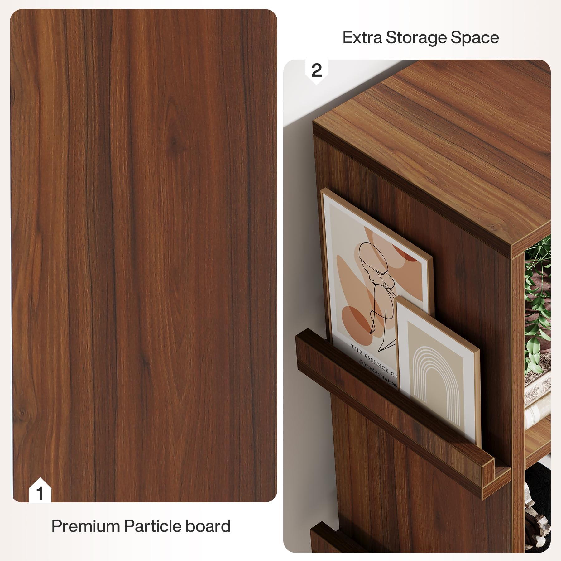 Tribesigns 70.9-Inch Tall Narrow Bookcase, 5-Tier Slim Cube Bookshelf with Side Storage, Freestanding Display Shelves for Small Space, Home and Office - Image 8