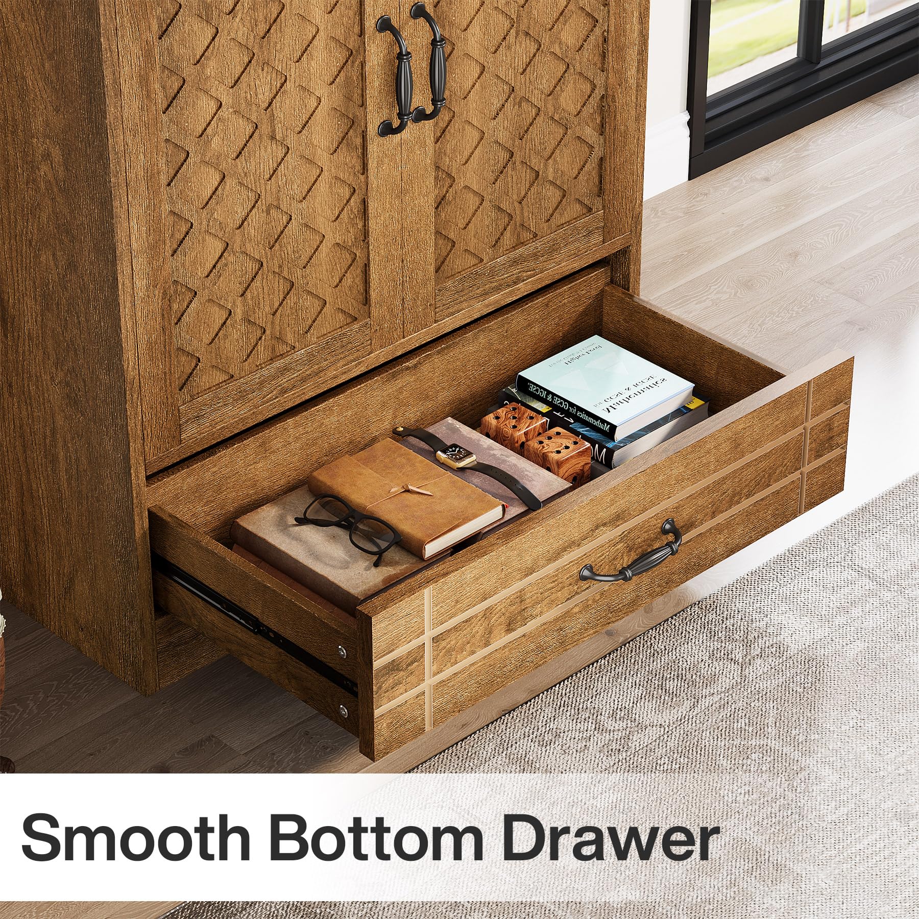 Tribesigns 70" Tall Pantry Storage Cabinet with Doors, Shelves, Drawer - Large Rustic Brown Food Storage for Kitchen, Dining Room, Bathroom, - Image 5