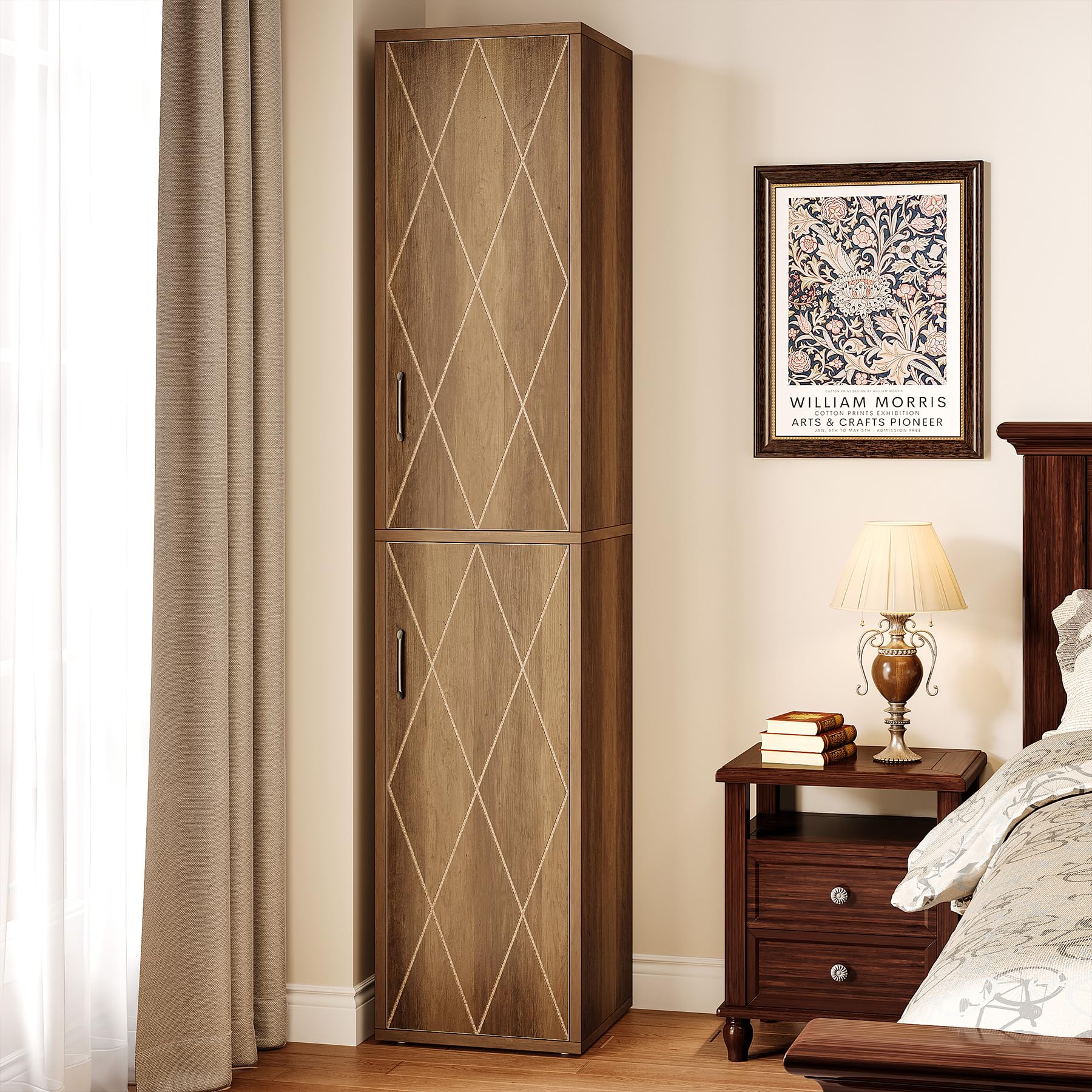 Tribesigns 75" Tall Narrow Storage Cabinet, 15 Inch Wide Wood Kitchen Pantry Cabinet with Doors and 6 Shelves, Free Standing Utility Cabinet for Bathroom, Small Space, Laudry, Brown - Image 4