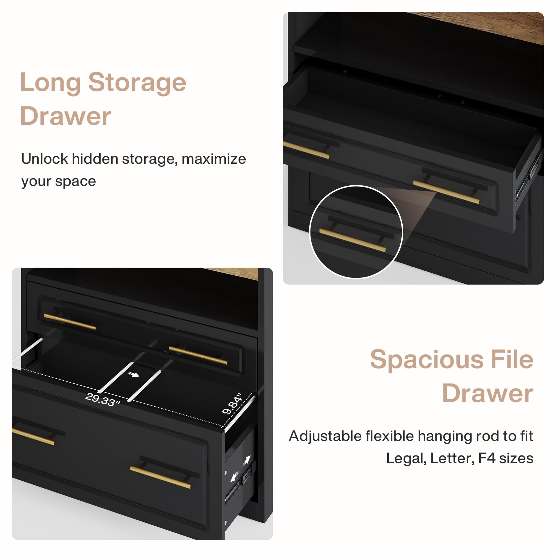 Tribesigns 76.8" Tall Arched Bookcase, 5-Tier Bookshelf with File Cabinet Drawer, Modern Freestanding Wooden Bookshelves, Large Open Display Storage Shelves for Home Office, Living Room - Image 8