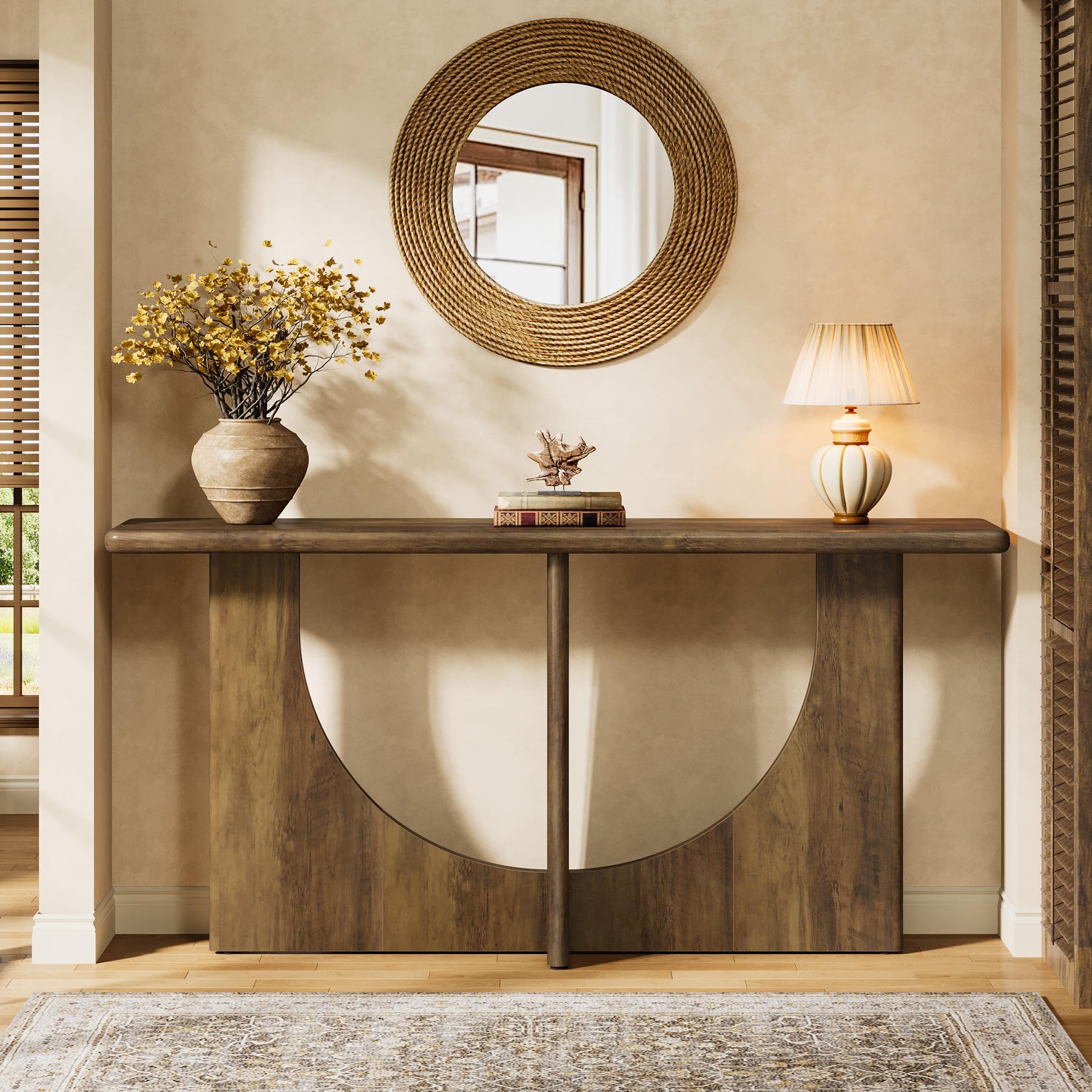 Tribesigns Console Table for Entryway, 71-Inch Farmhouse Entryway Table with Sturdy Geometric Frame, Extra Long Sofa Console Behind The Couch for Living Room, Foyer, Entrance, Rustic Brown - Image 3