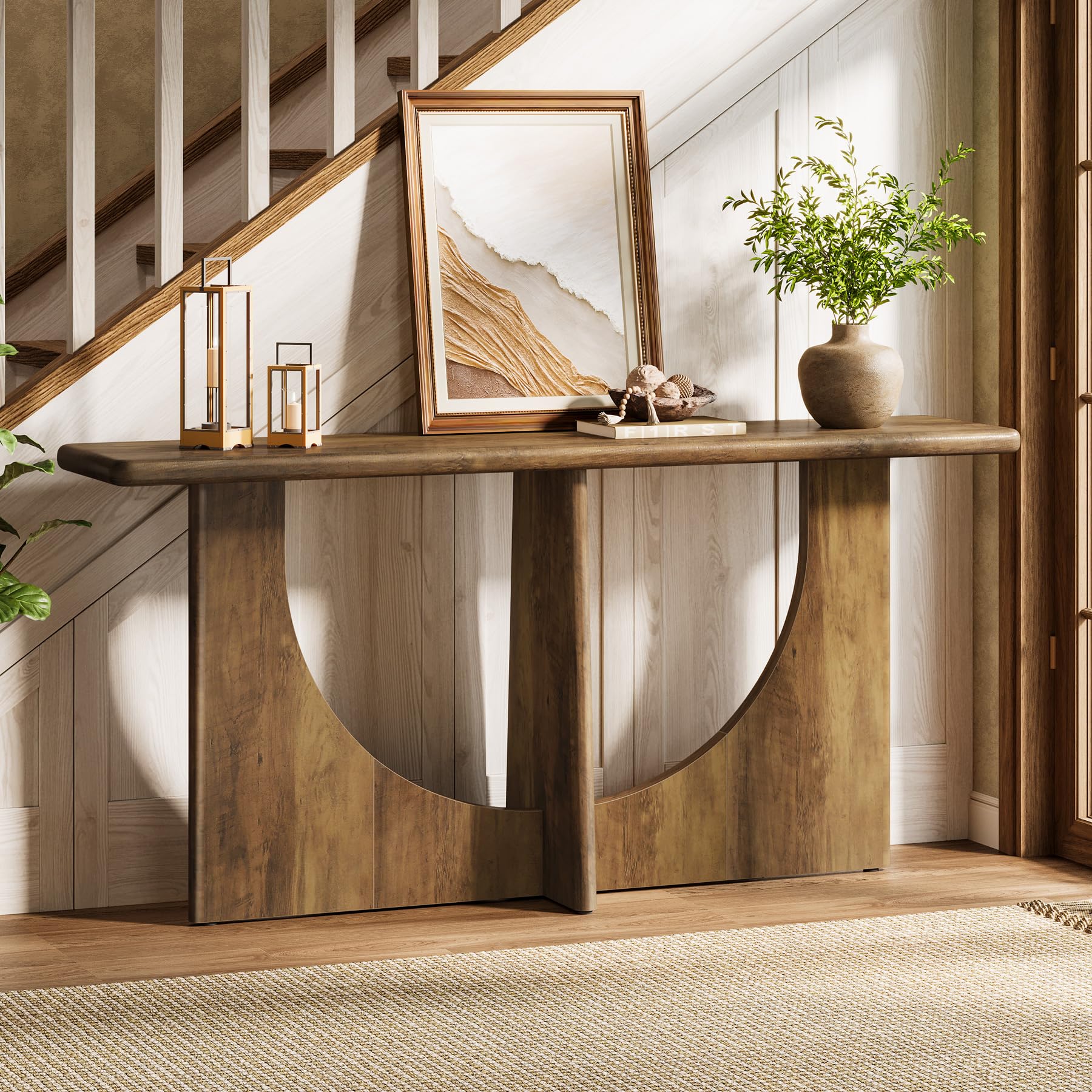 Tribesigns Console Table for Entryway, 71-Inch Farmhouse Entryway Table with Sturdy Geometric Frame, Extra Long Sofa Console Behind The Couch for Living Room, Foyer, Entrance, Rustic Brown - Image 6