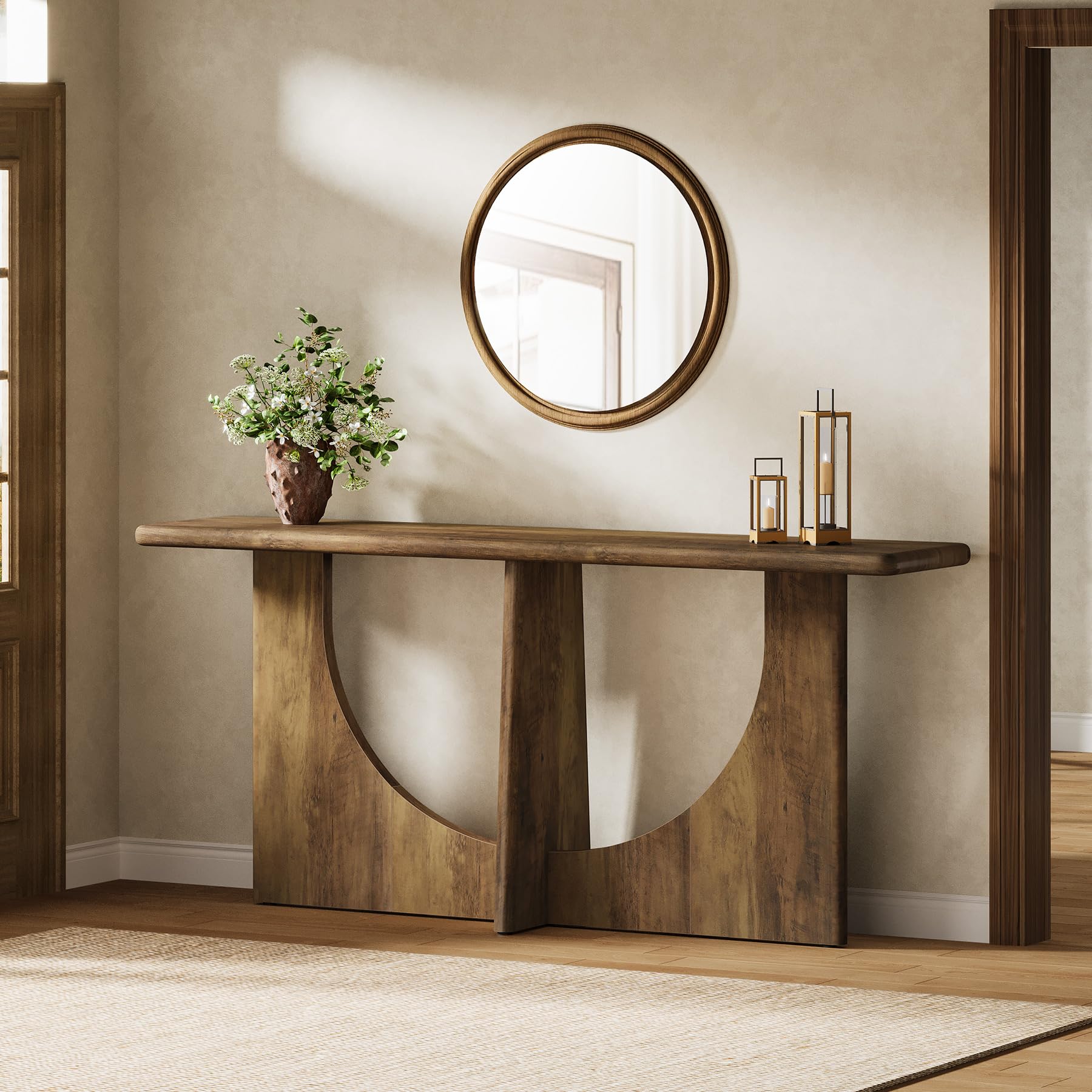 Tribesigns Console Table for Entryway, 71-Inch Farmhouse Entryway Table with Sturdy Geometric Frame, Extra Long Sofa Console Behind The Couch for Living Room, Foyer, Entrance, Rustic Brown - Image 9