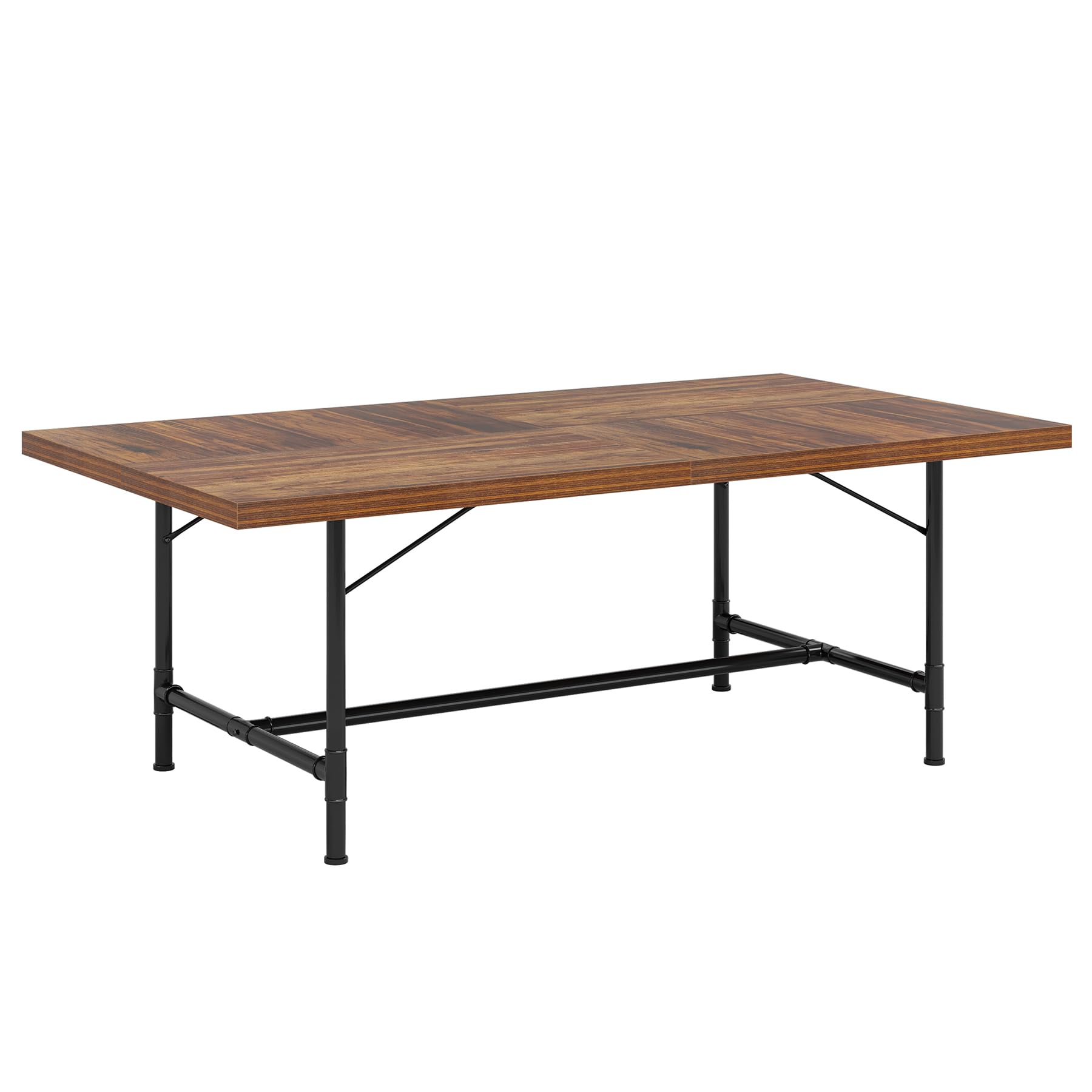 Tribesigns Dining Table for 6-8 People, 70.9-Inch Rectangle Wood Kitchen Table with Tube Metal Frame, Rustic Large Dining Room Table for Kitchen, Living Room - Image 8