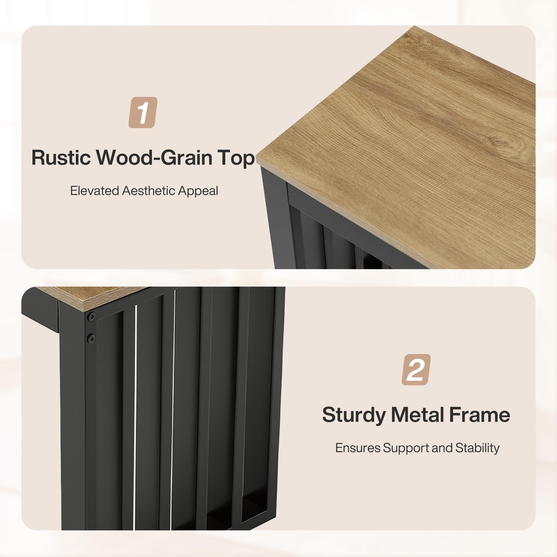 Tribesigns Industrial Dining Bench, 47.3" Indoor Wood Entryway Bench with Metal Frame, Dining Table Bench for Dining Room, Kitchen, End of Bed, Entry (Brown & Black) - Image 6