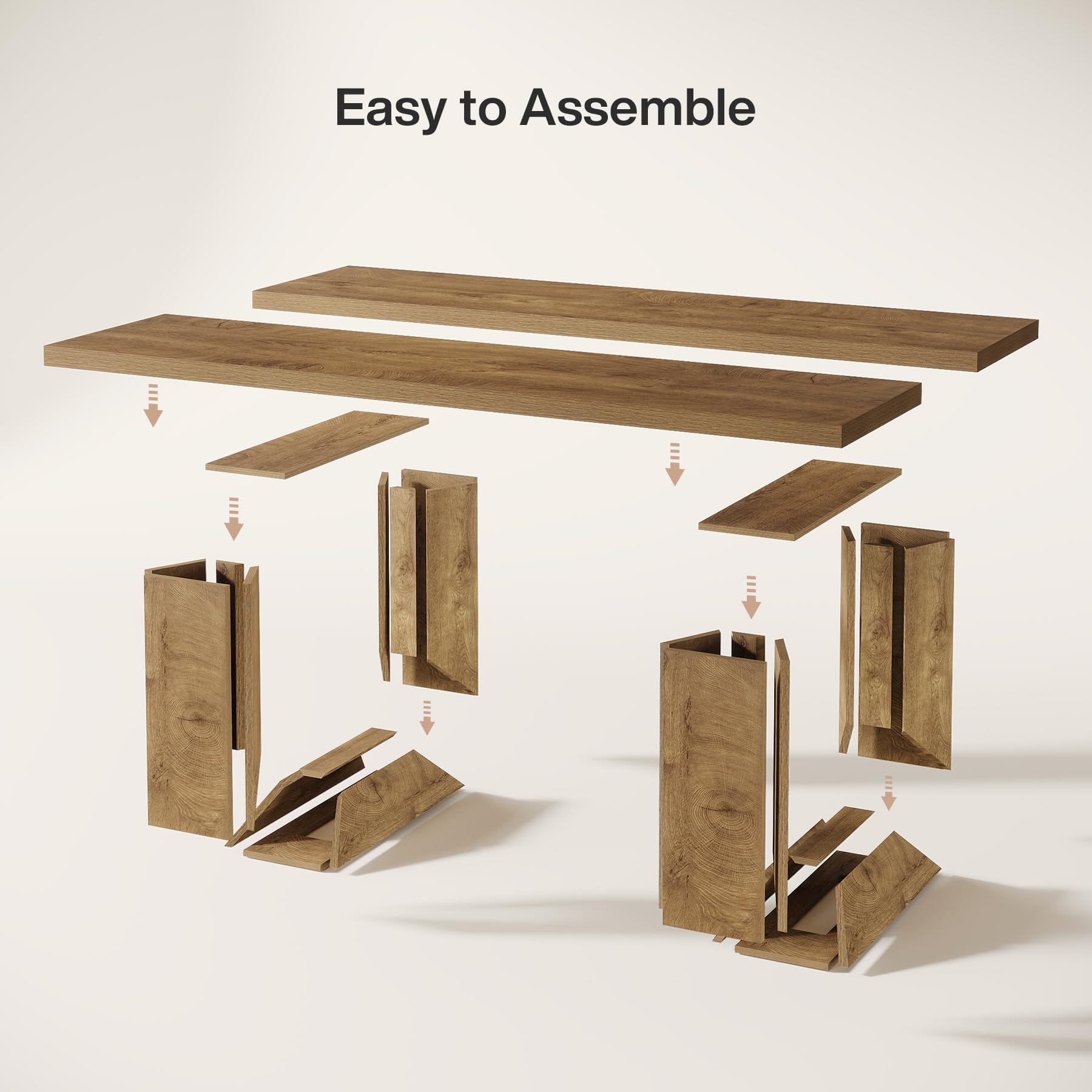 Tribesigns Farmhouse Dining Table, 63-Inch Rectangular Kitchen Table with Strong Geometric Frame for Kitchen & Dining & Living Room, Brown - Image 7