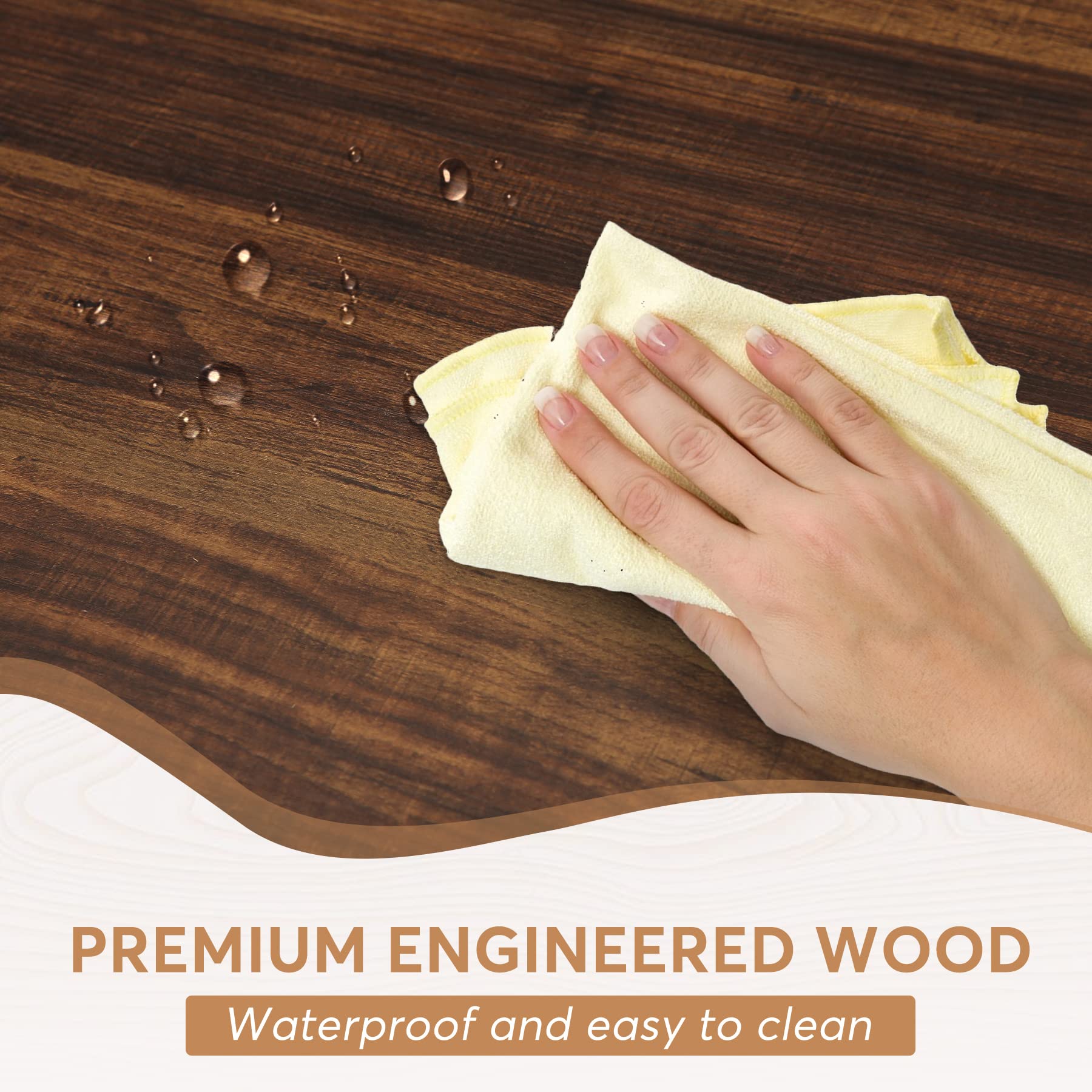 Tribesigns Farmhouse Dining Table for 6 People, 70.8-Inch Rectangular Wood Dining Table, Rustic Kitchen Table with Heavy Duty Metal Legs for Dining Room (Brown/White) - Image 8