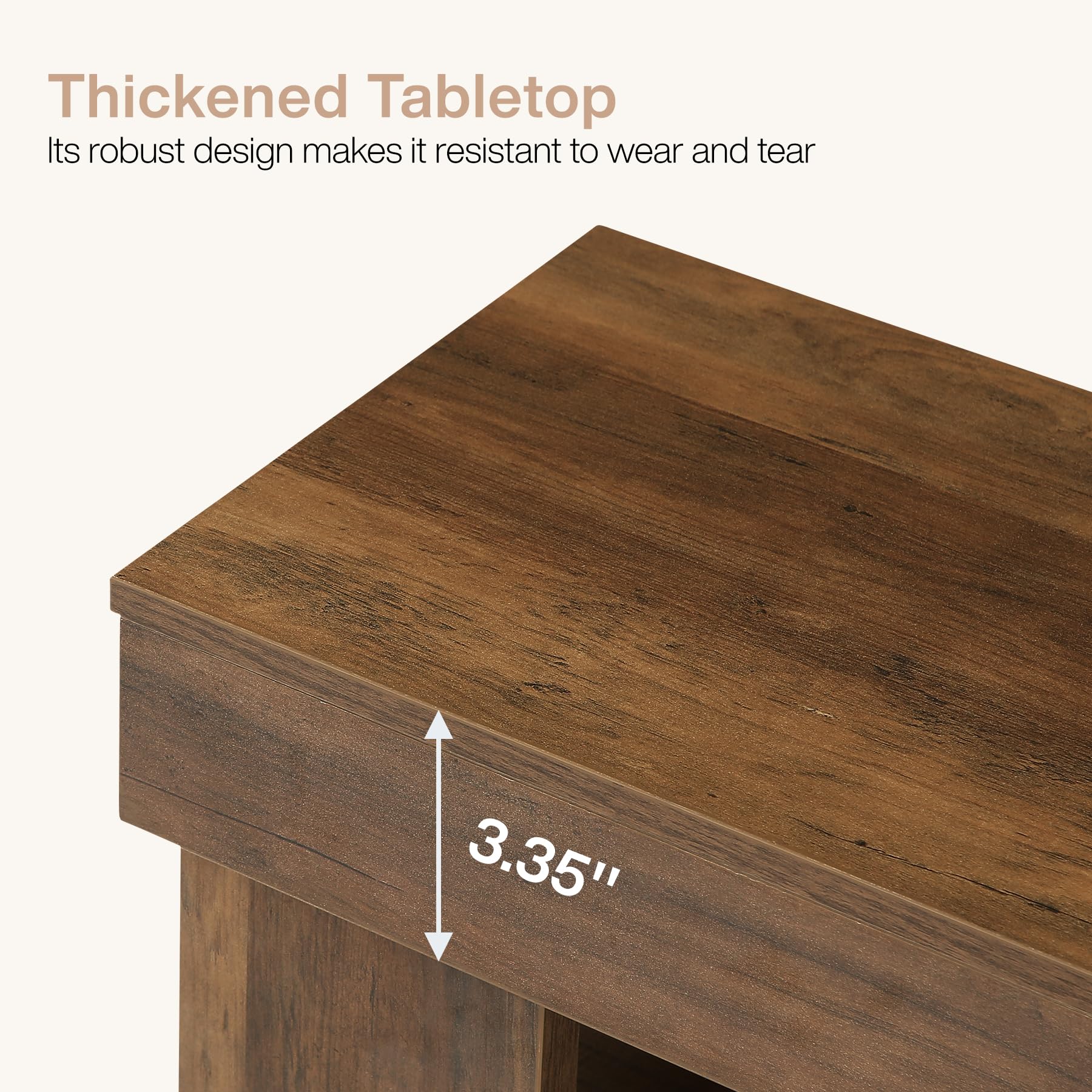 Tribesigns Farmhouse Entryway Bench, Rustic Brown 59-Inch Long Shoe Bench Seat with Open Storage Shelf, 2-Tier Narrow End of Bed Benches for Bedroom, Entryway, Hallway, Indoor, Living Room - Image 7