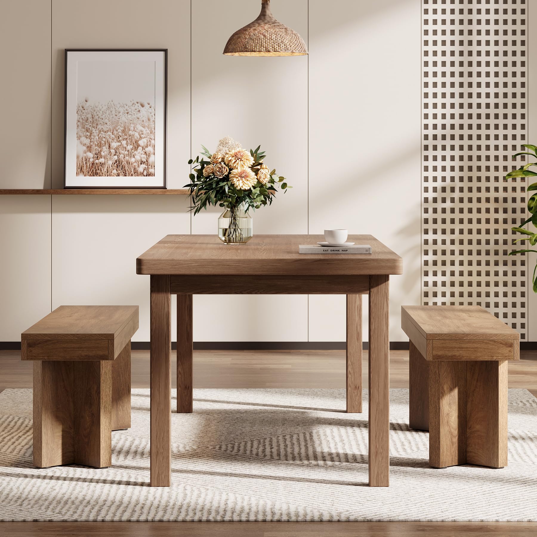 Tribesigns Farmhouse Wooden Dining Bench, 47" Indoor Entryway Bench with Sturdy Frame for Dining Room, Livingroom, Hallway, End of Bed (Rustic Brown) - Image 7