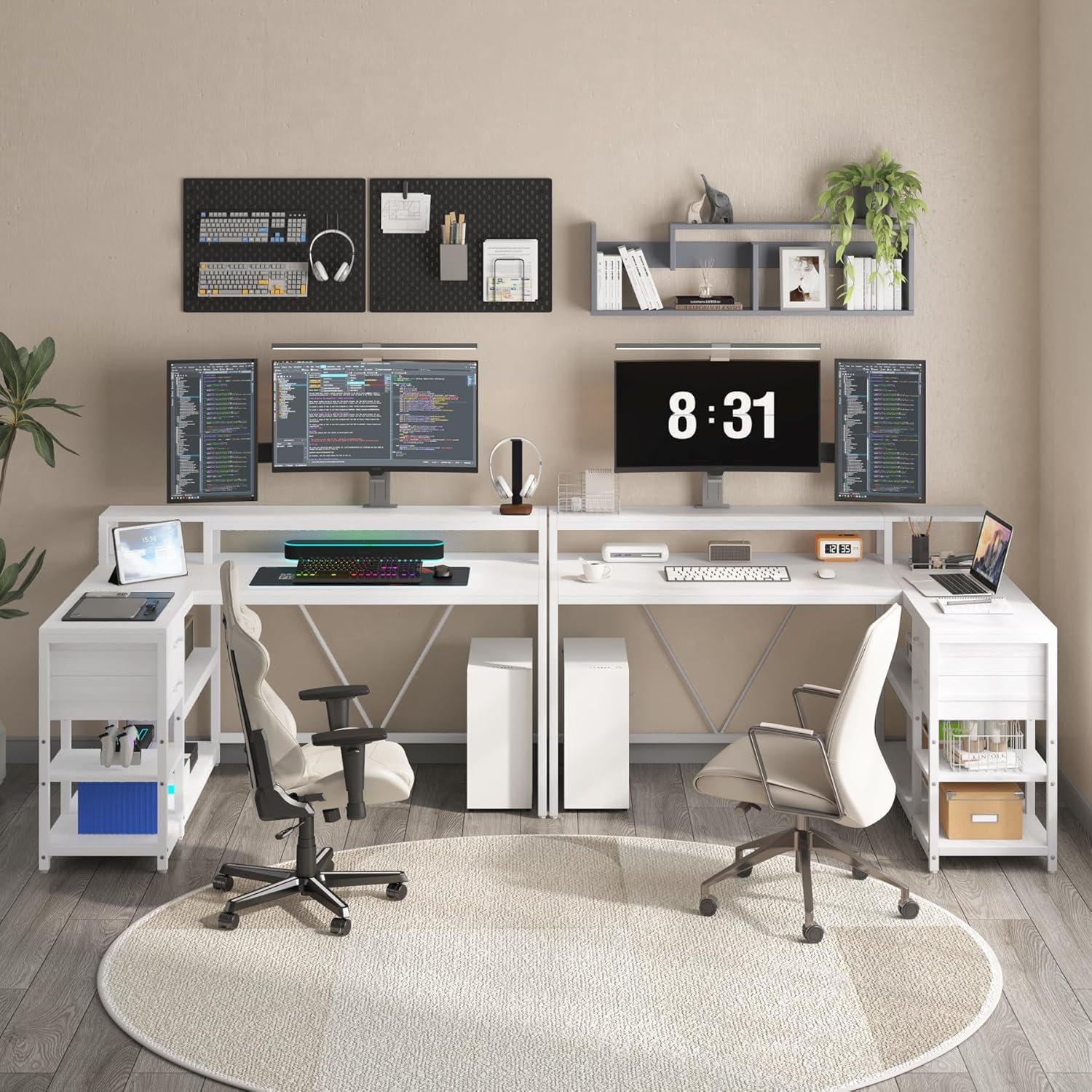 Tribesigns L Shaped Desk with Drawers and Storage Shelves, Home Office L Corner Desk with Monitor Stand, 55" x 24" Desktop Computer Desk, Gaming Desk Study Desk for Small Space (White) - Image 5