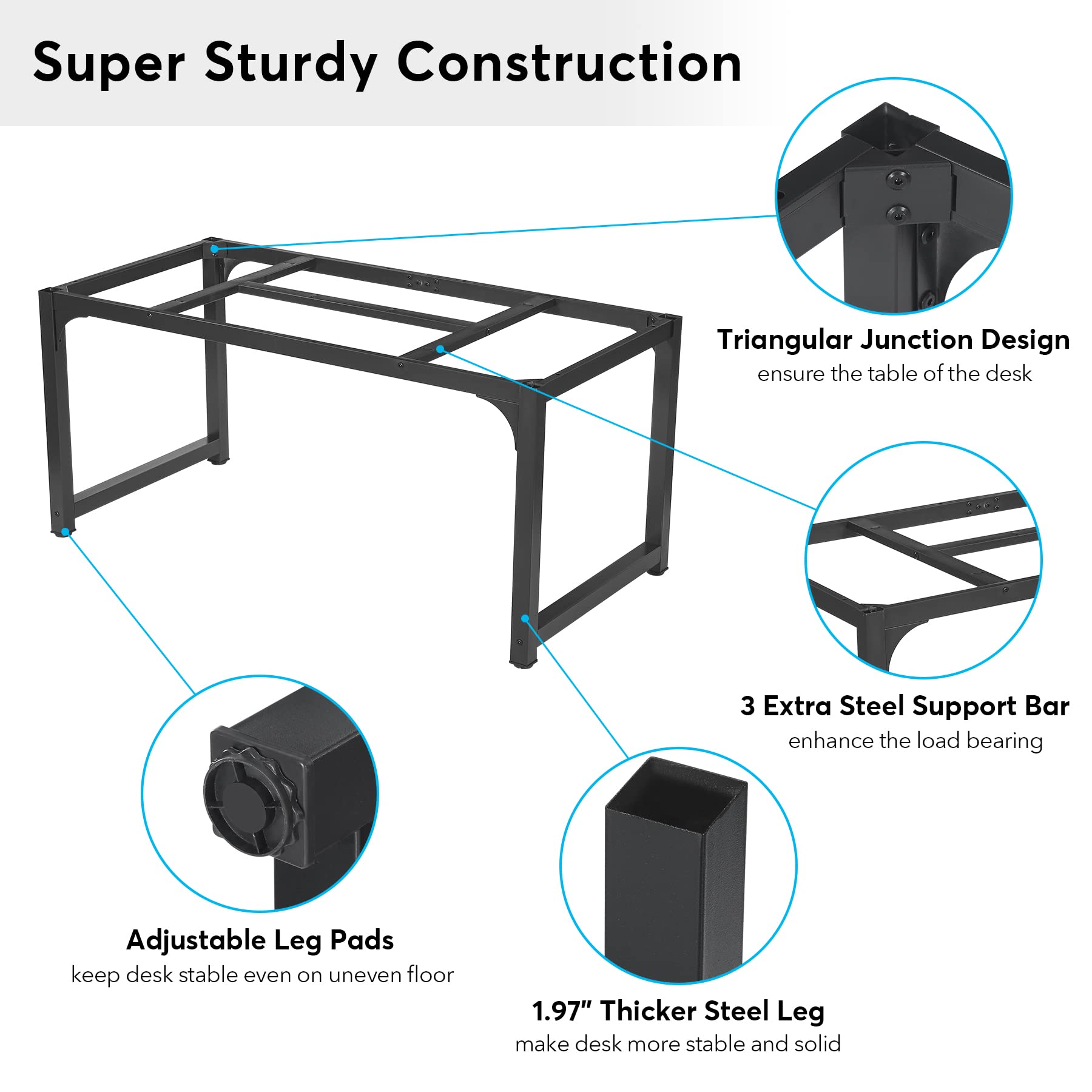 Tribesigns Modern Computer Desk, 63 x 31.5 inch Large Office Desk Computer Table Study Writing Desk Workstation for Home Office, Vintage Black Metal Frame - Image 6