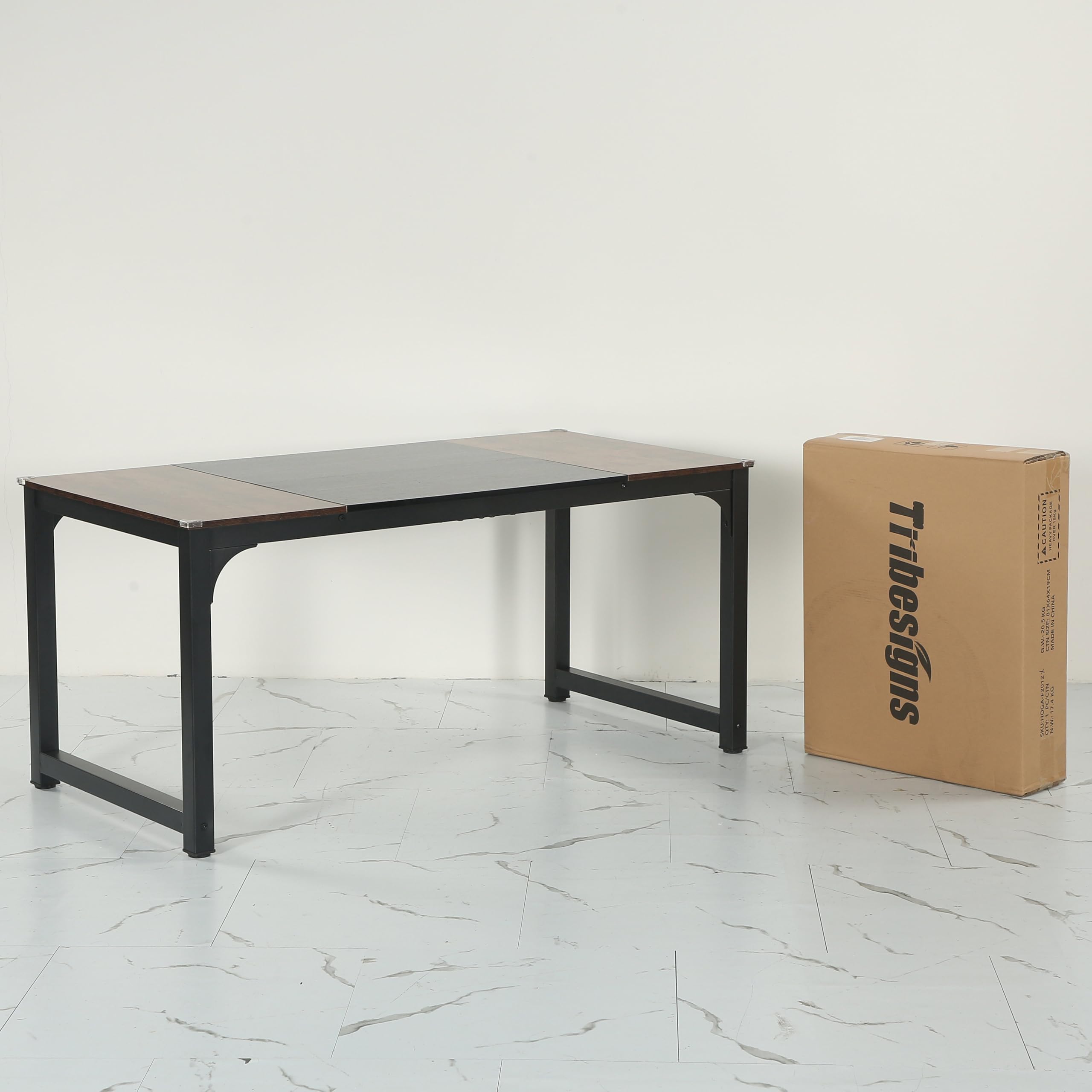 Tribesigns Modern Computer Desk, 63 x 31.5 inch Large Office Desk Computer Table Study Writing Desk Workstation for Home Office, Vintage Black Metal Frame - Image 8