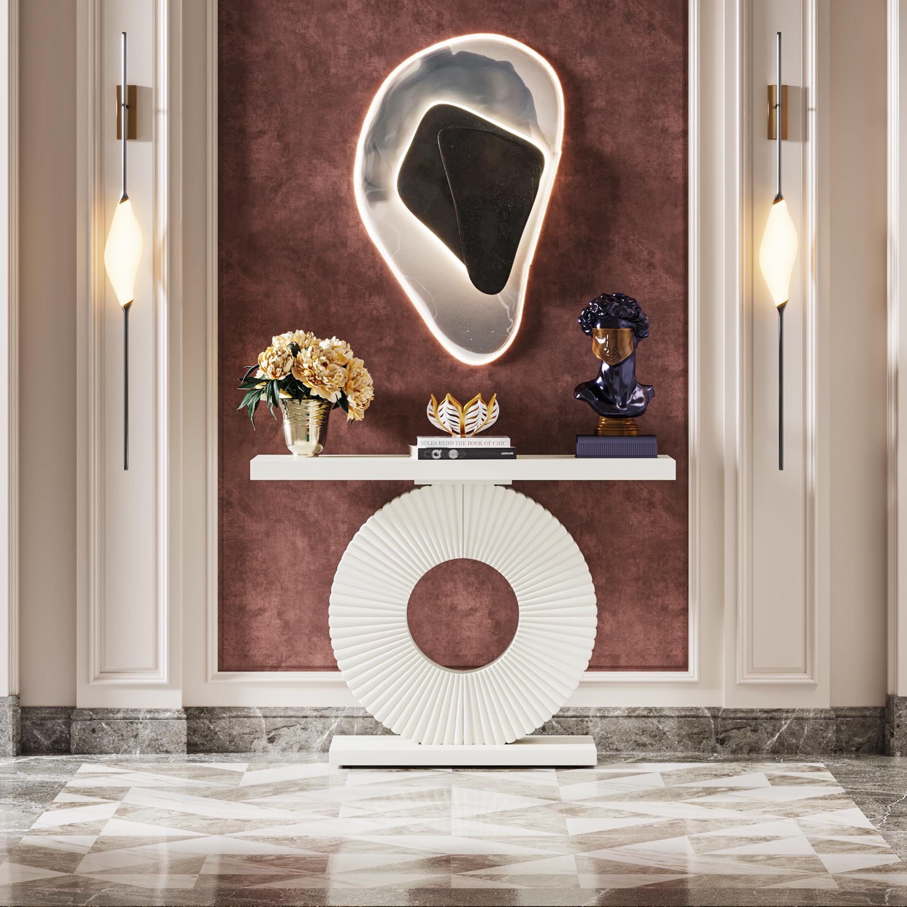 Tribesigns Modern Console Table with Geometric Base, 40 inch Wood Entryway Table Sofa Table Narrow Long, Contemporary Accent Table for Living Room, Entryway, Hallway - Image 3