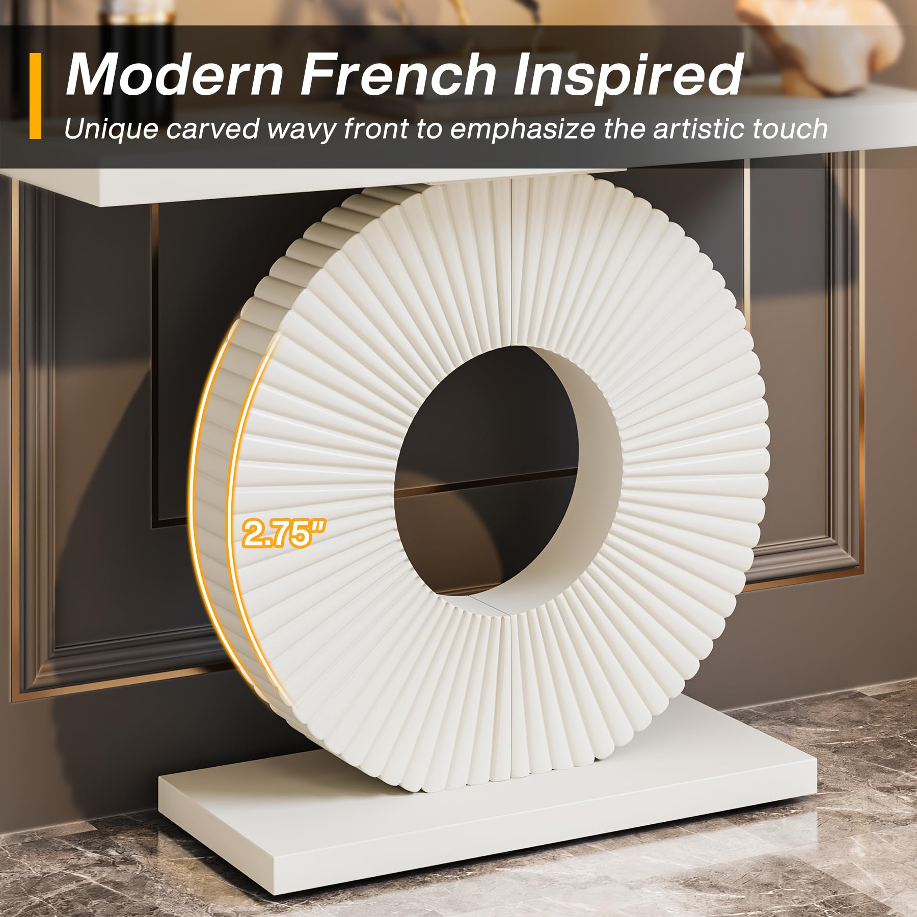 Tribesigns Modern Console Table with Geometric Base, 40 inch Wood Entryway Table Sofa Table Narrow Long, Contemporary Accent Table for Living Room, Entryway, Hallway - Image 8