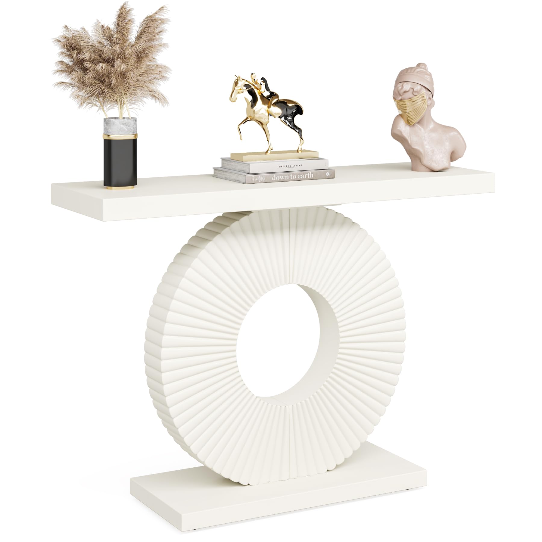 Tribesigns Modern Console Table with Geometric Base, 40 inch Wood Entryway Table Sofa Table Narrow Long, Contemporary Accent Table for Living Room, Entryway, Hallway - Image 9