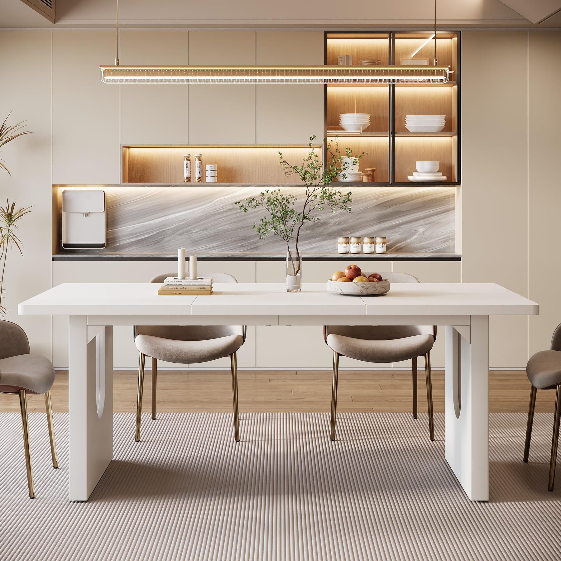 Tribesigns Modern Dining Table for 6 to 8 People, 70.9" Long Rectangular Kitchen Table with Spacious Tabletop and Sturdy Heavy Duty Legs for Dining Room, White - Image 5