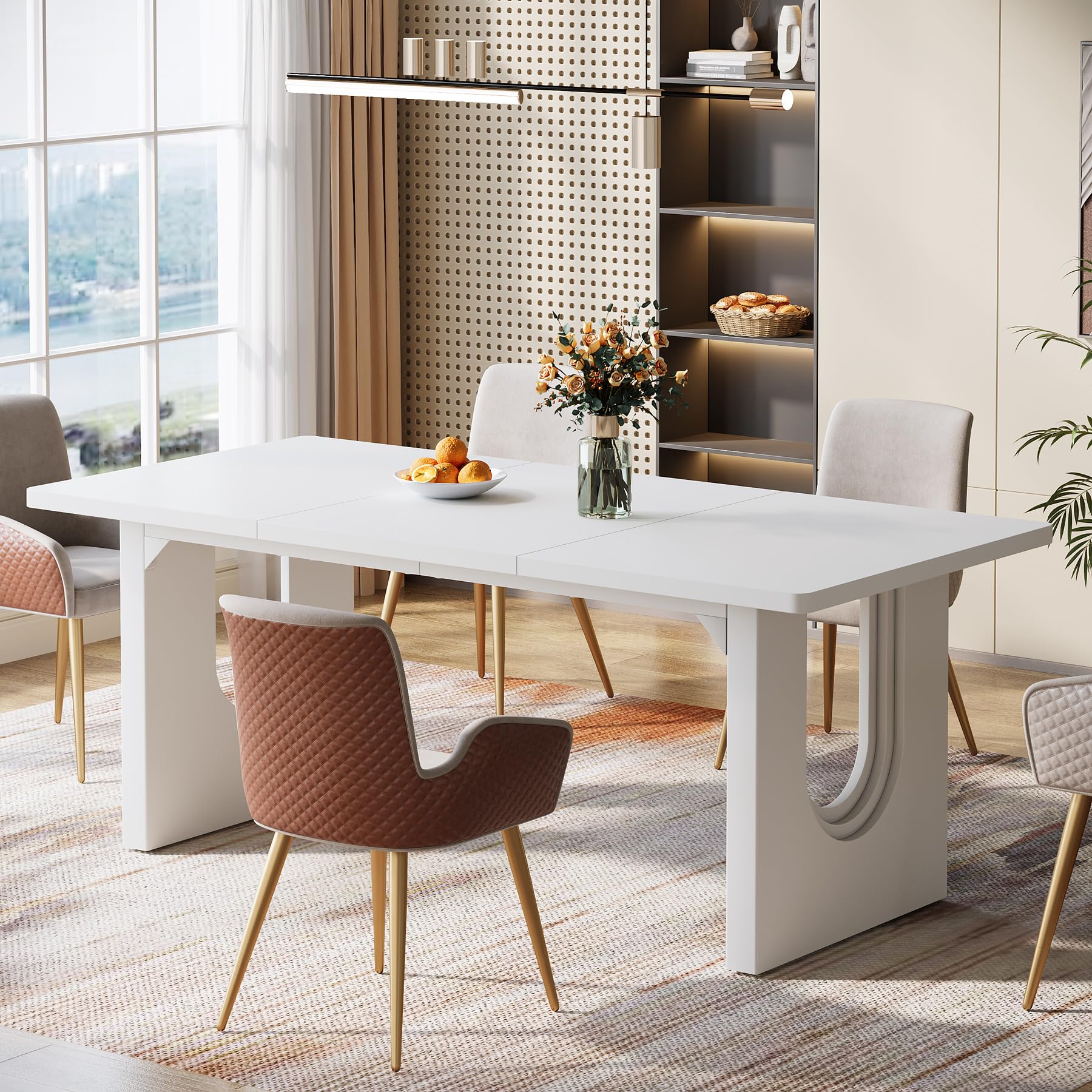 Tribesigns Modern Dining Table for 6 to 8 People, 70.9" Long Rectangular Kitchen Table with Spacious Tabletop and Sturdy Heavy Duty Legs for Dining Room, White - Image 6