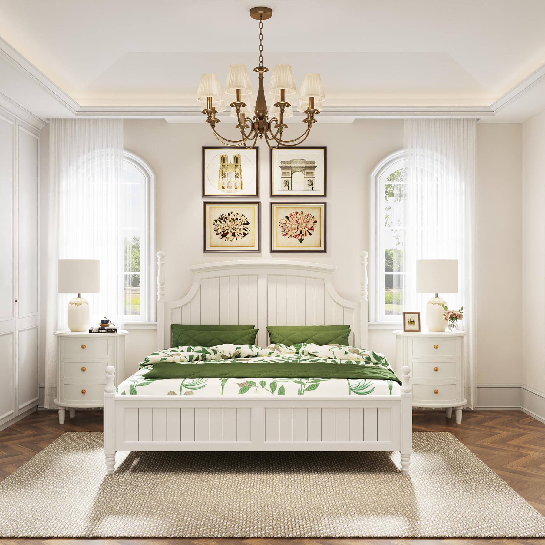 Tribesigns Nightstand with 3 Drawers, Oval Bed Side Table for Bedroom, Fully Assembled, Farmhouse Night Stand with Storage, Wooden Side End Table with Solid Wood Legs for Living Room, Beige White - Image 8