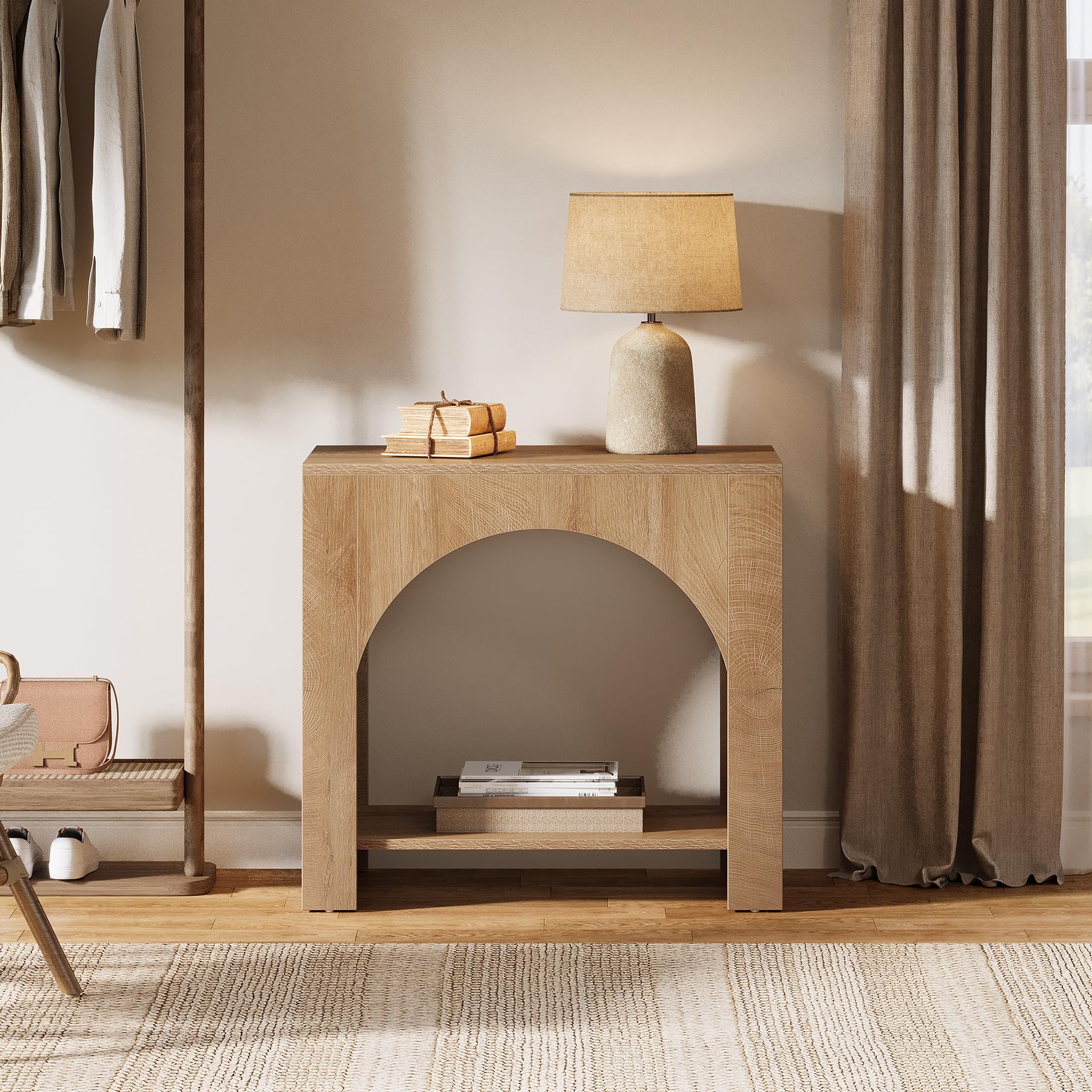 Tribesigns Nightstand with Storage, Large Bedside Table for Bedroom, Farmhouse Night Stand with Wooden Base, Wooden Side End Table for Bedroom, Accent Furniture, Easy Assembly (1, Light Brown) - Image 4